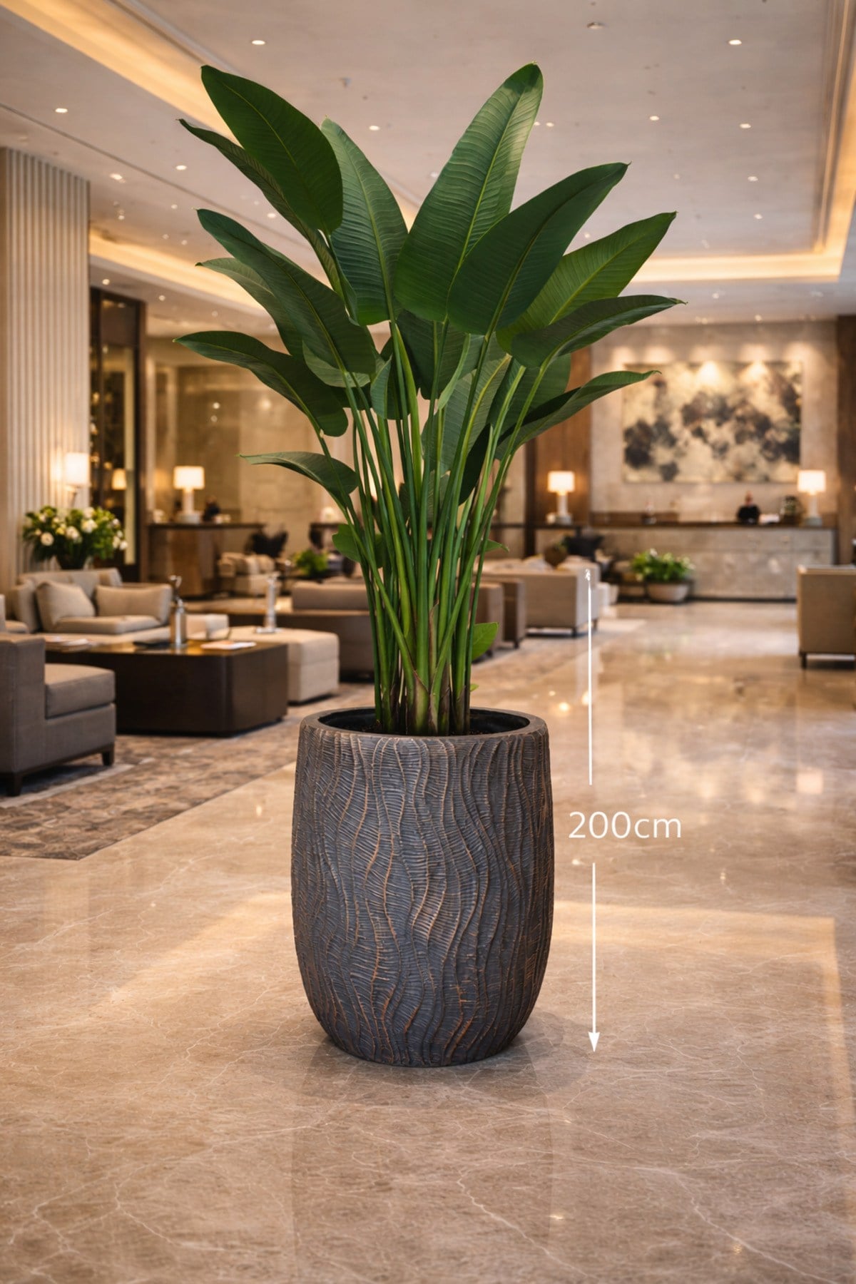 Fiberglas Dalgalı Büyük Saksı genişlik 37 cm yükseklik 47 cm