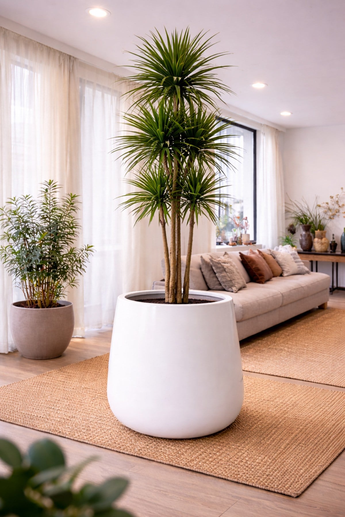 Fiberglas saksı hafif beton yükseklik 50 genişlik 35 santim