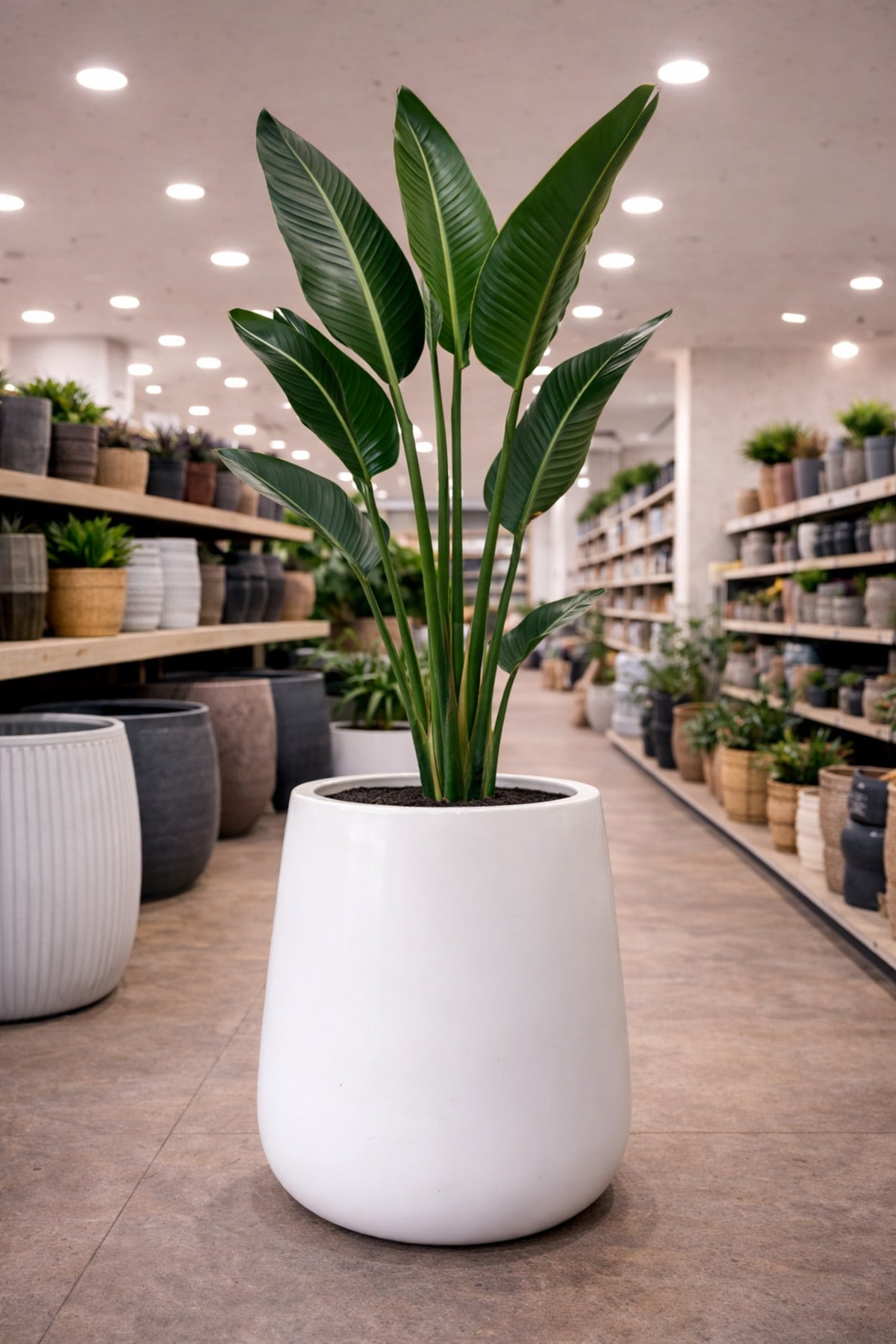 Fiberglas saksı hafif beton yükseklik 50 genişlik 35 santim