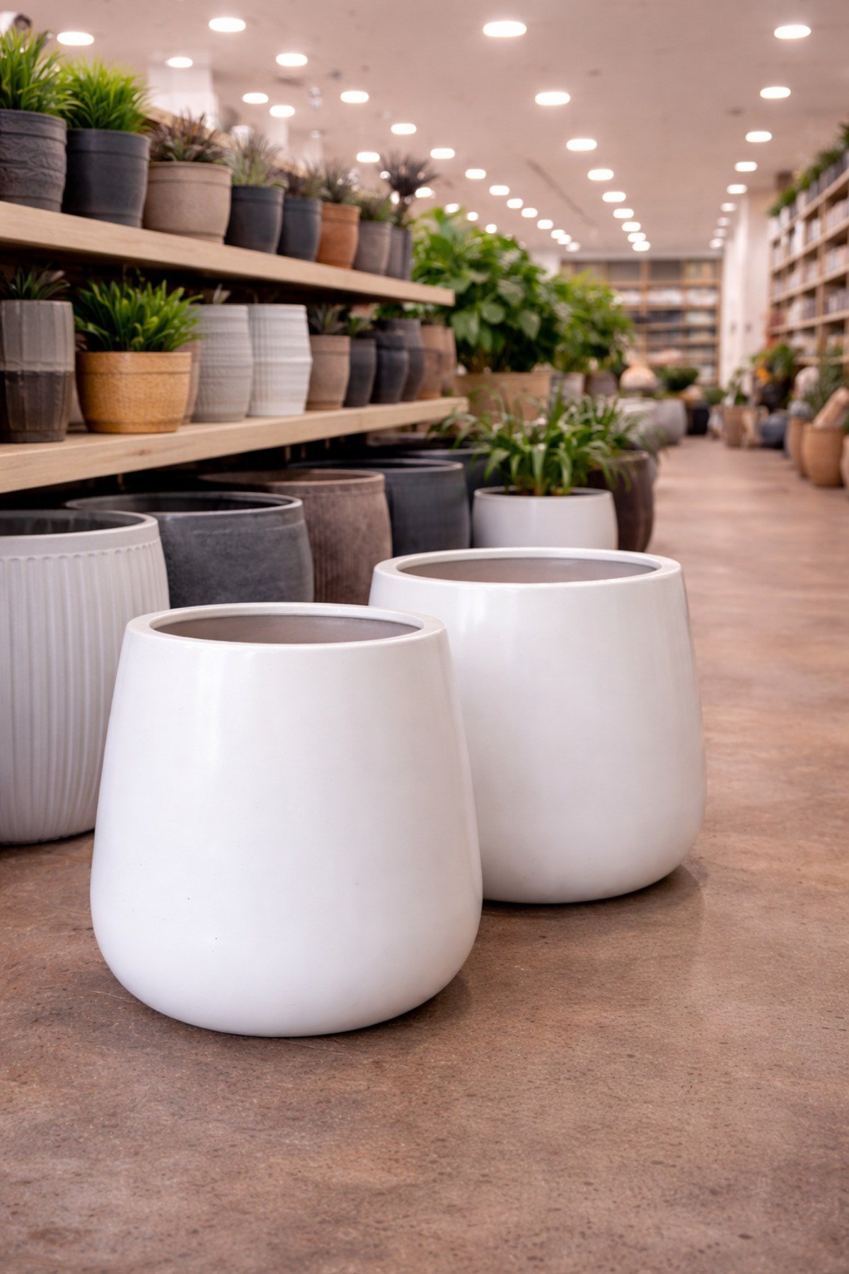 Fiberglas saksı hafif beton yükseklik 50 genişlik 35 santim