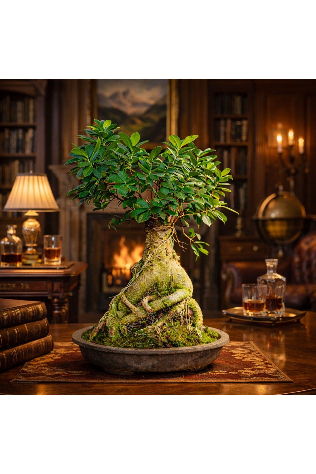 Ficus Ginseng Bonsai Canlı Bitki - Özel Formlu Dolgun Gövdeli Dekoratif Büyük Boy Bonsai Ağacı