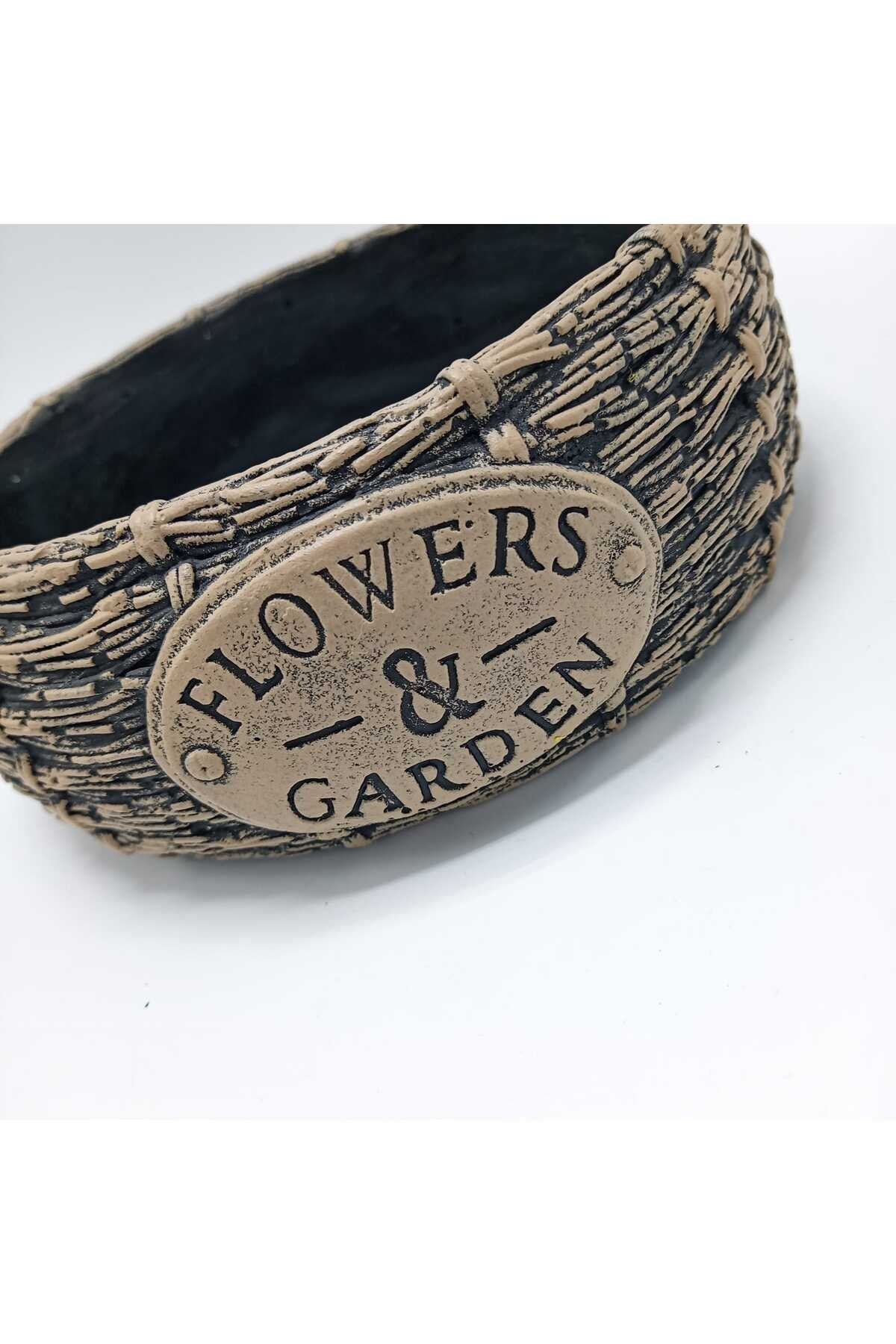 FLOWERS GARDEN VİZON-SİYAH SEPET ARAJMAN SAKSI