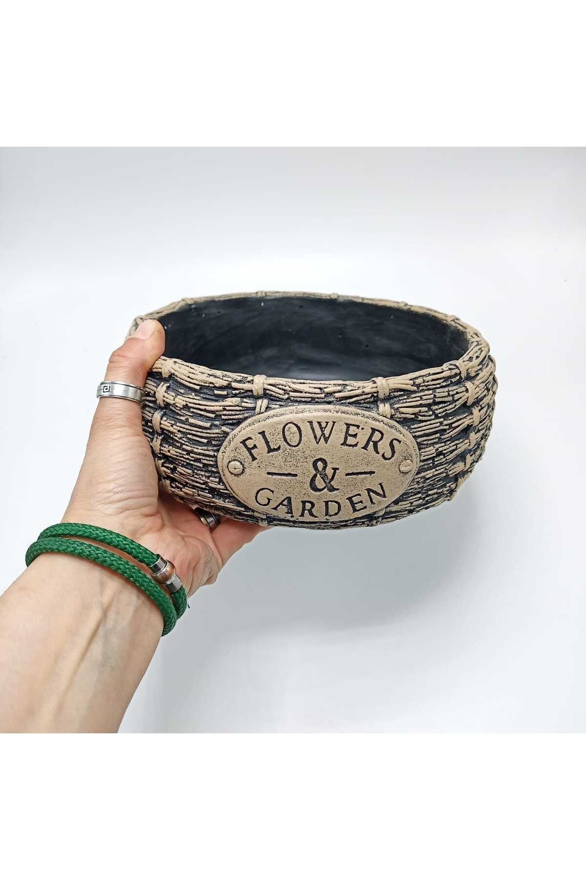 FLOWERS GARDEN VİZON-SİYAH SEPET ARAJMAN SAKSI