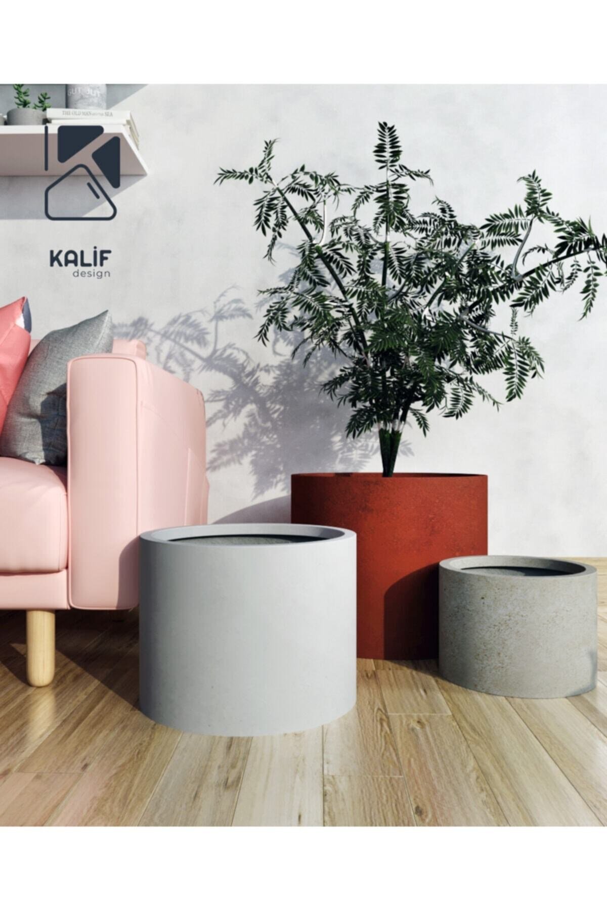 Hafif Beton Saksı (terrazo) Cylinder 20x15 Siyah