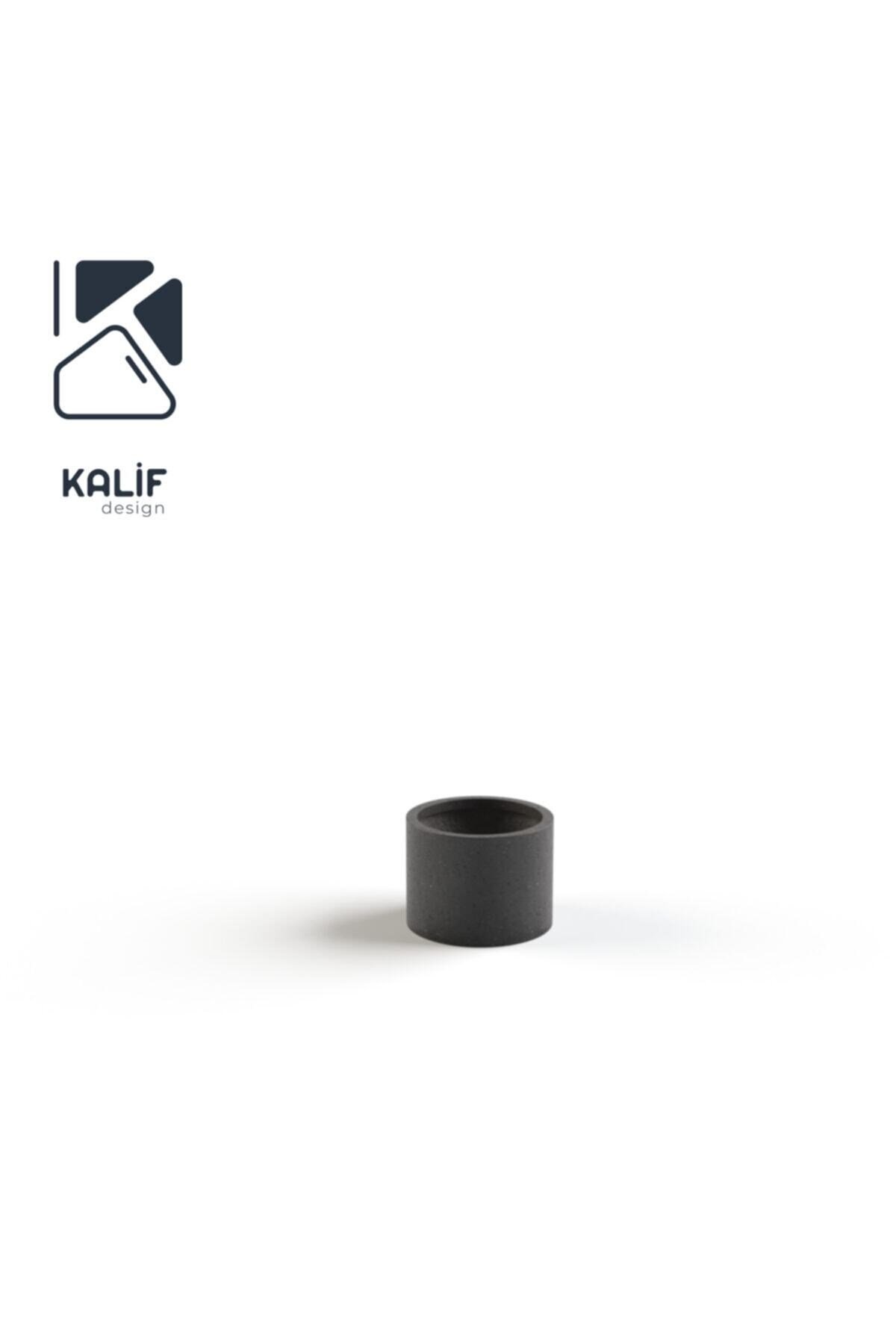 Hafif Beton Saksı (terrazo) Cylinder 20x15 Siyah