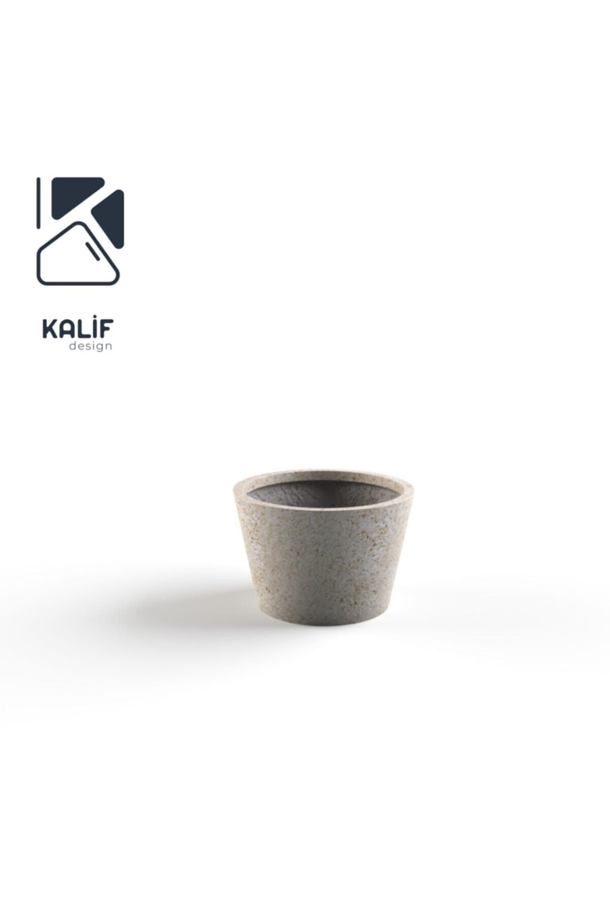 Hafif Beton Saksı (terrazo) Flora (xs) 42x30 Krem