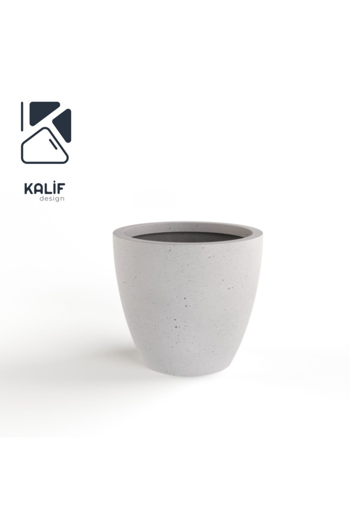 Hafif Beton Saksı (TERRAZO) Indra (L) 44x42 Beyaz