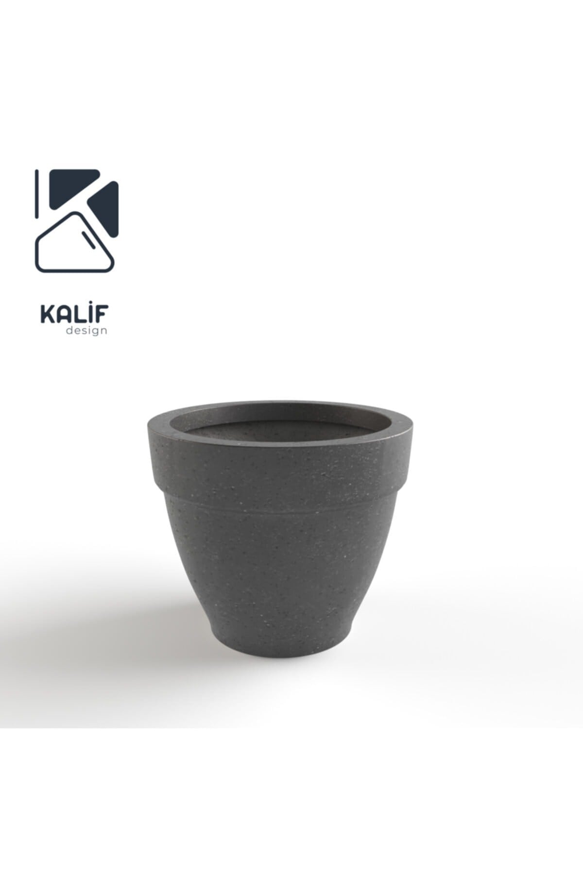 Hafif Beton Saksı (TERRAZO) Terra (L) 44x40 Siyah