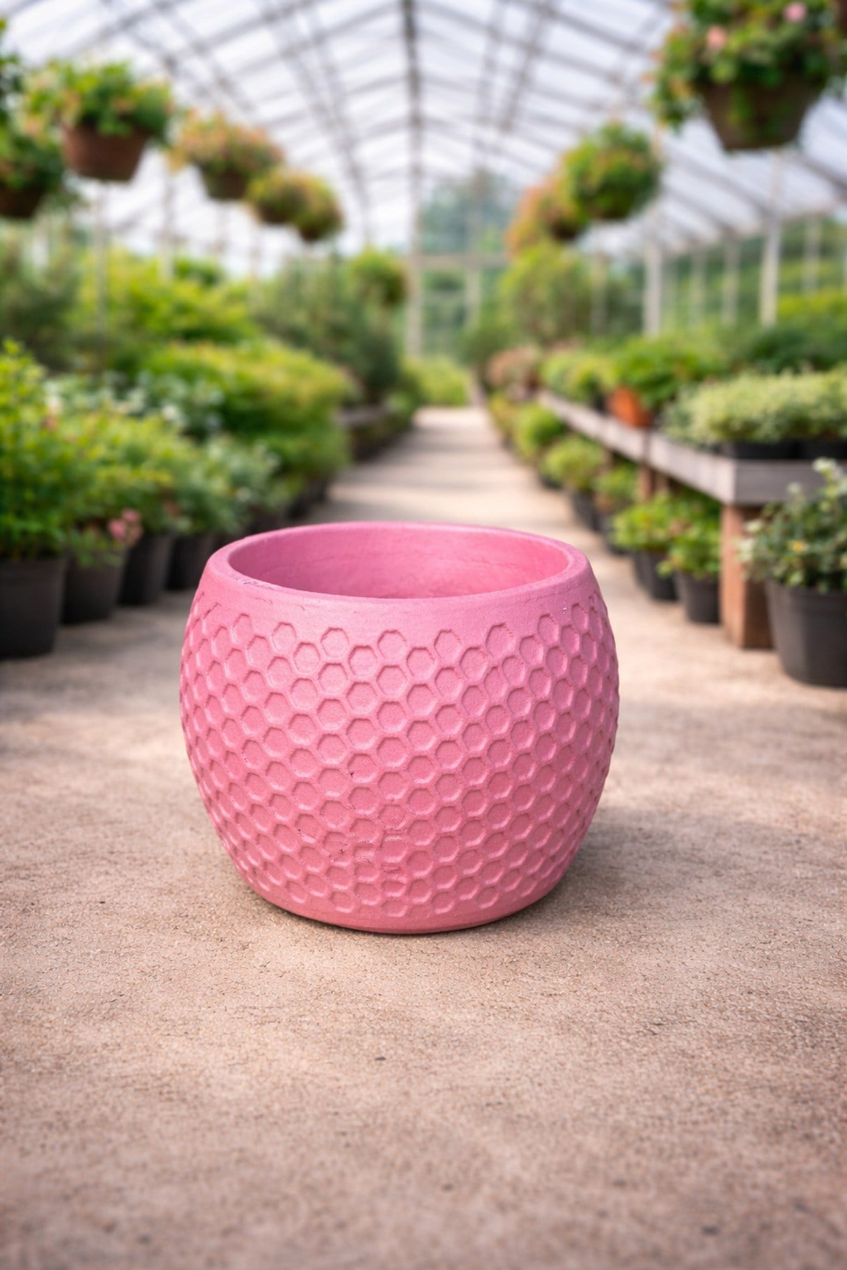 Honeycomb Desenli Pembe Saksı