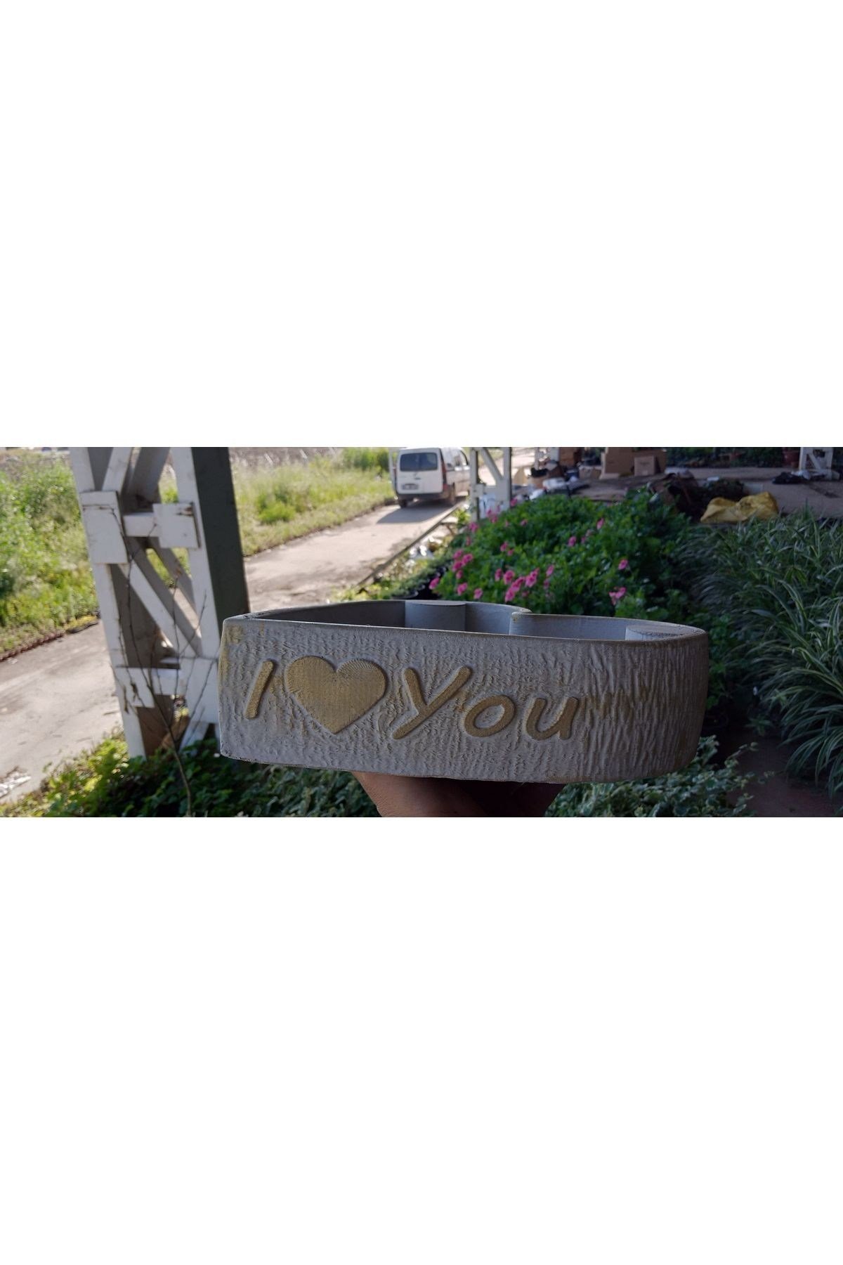 Kalp beton saksı i lovee you (Gerçek Beton)