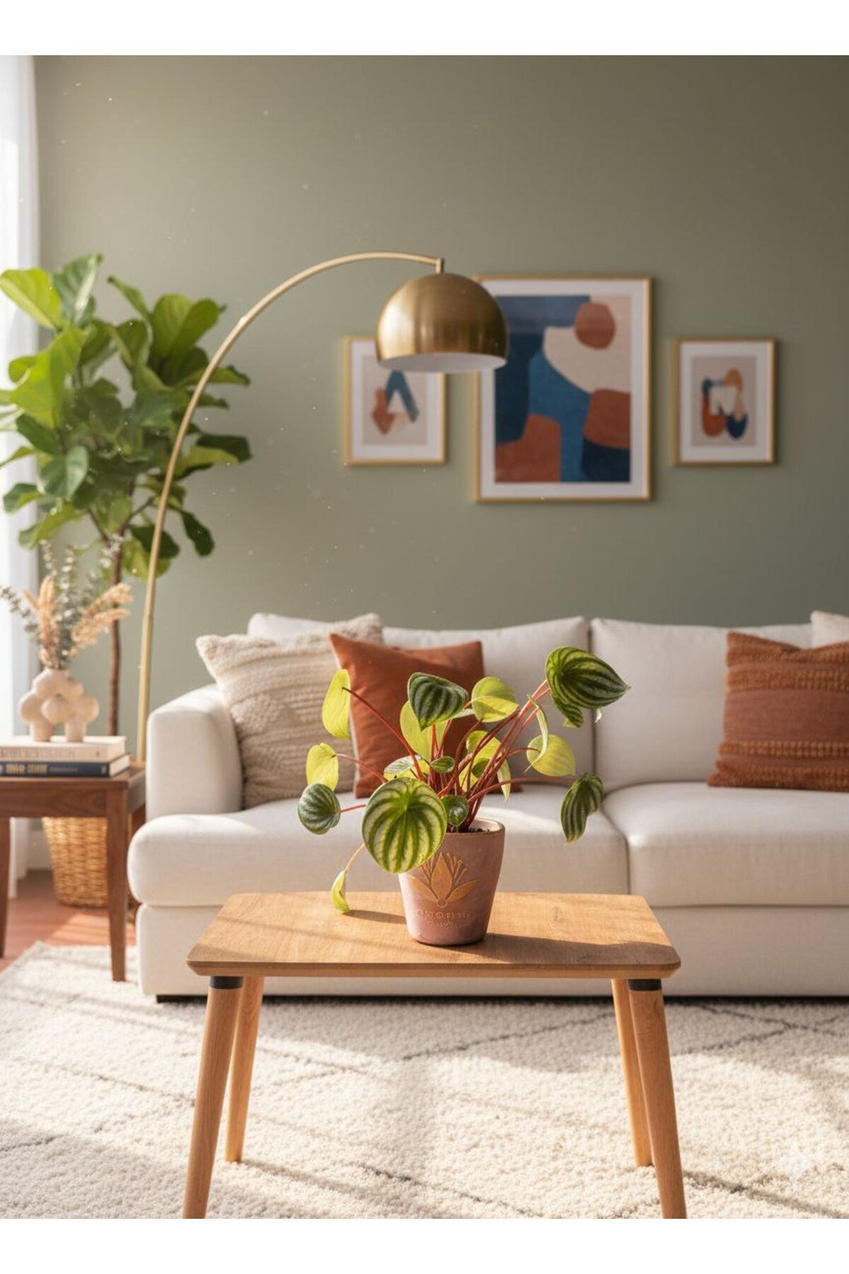 Karpuz Peperomia (Peperomia argyreia) - Dekoratif Taş Saksı da