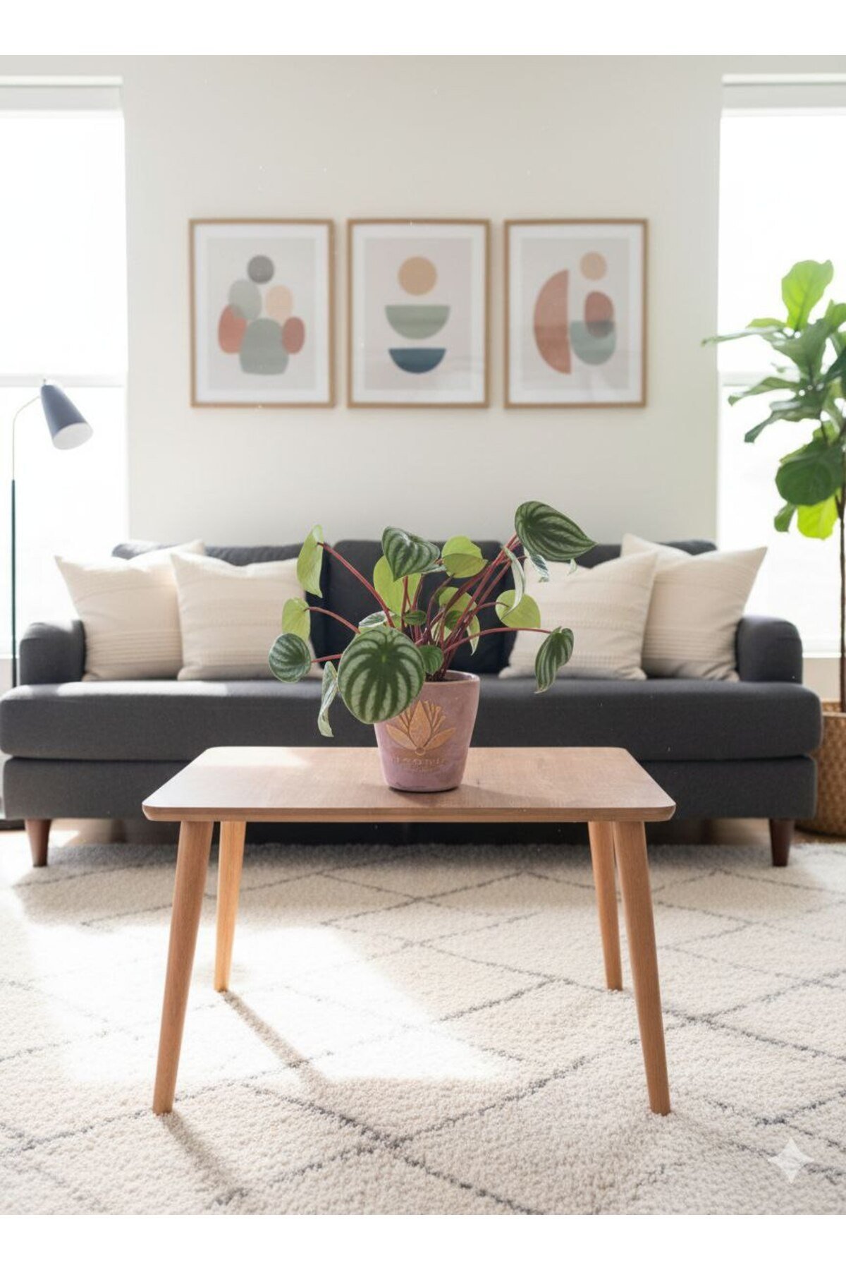 Karpuz Peperomia (Peperomia argyreia) - Dekoratif Taş Saksı da