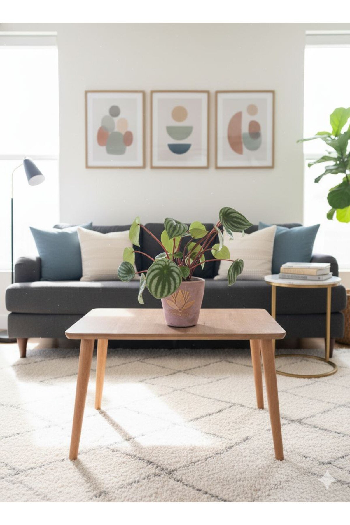 Karpuz Peperomia (Peperomia argyreia) - Dekoratif Taş Saksı da