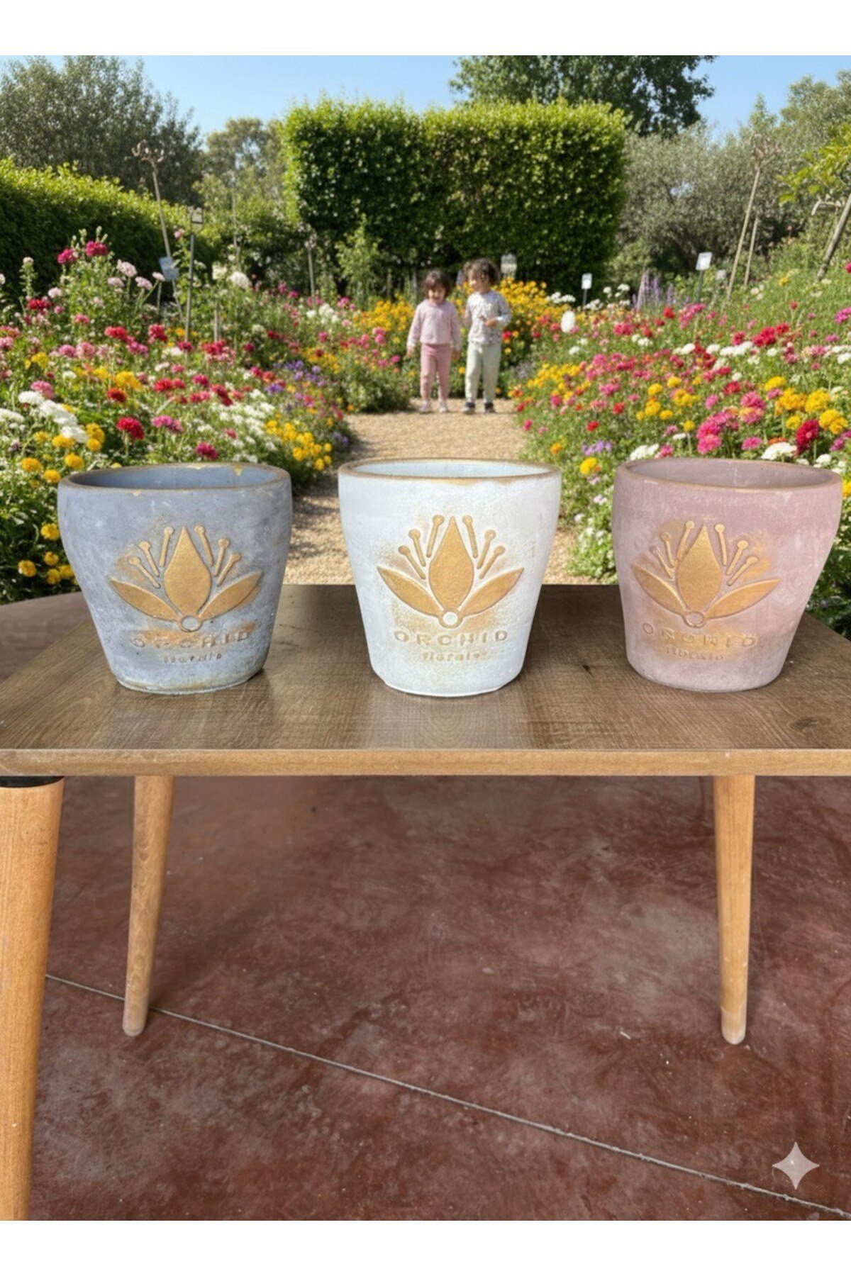 Lotus Desenli Dekoratif Çiçek ve Orkide Saksı - 3 Farklı Renk