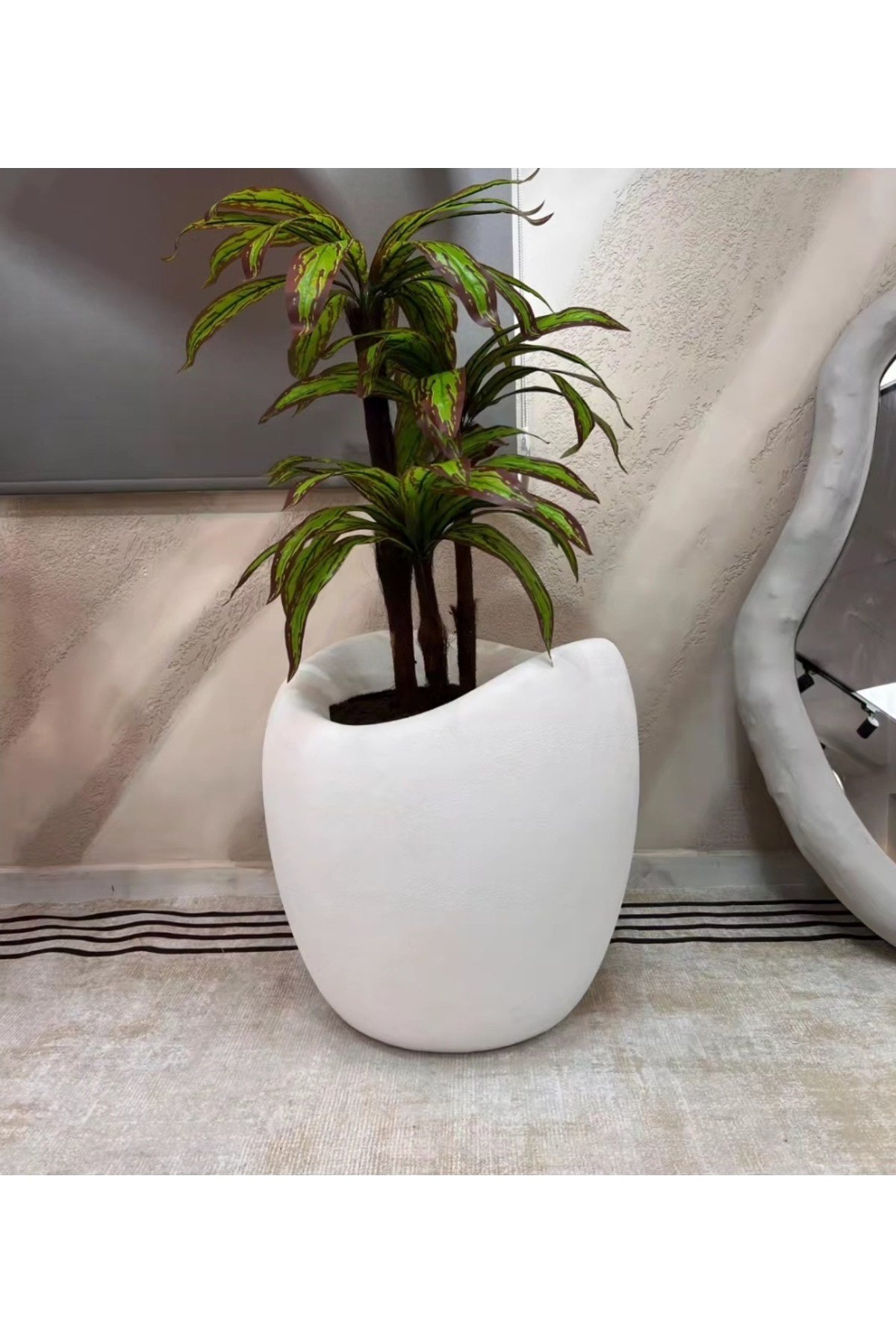 MyDecorZa BOHEM HOME FİBERGLAS BAHÇE ve EV DEKORASYONU SAKSI YUMURTA MODELİ 45 cm x 45 cm