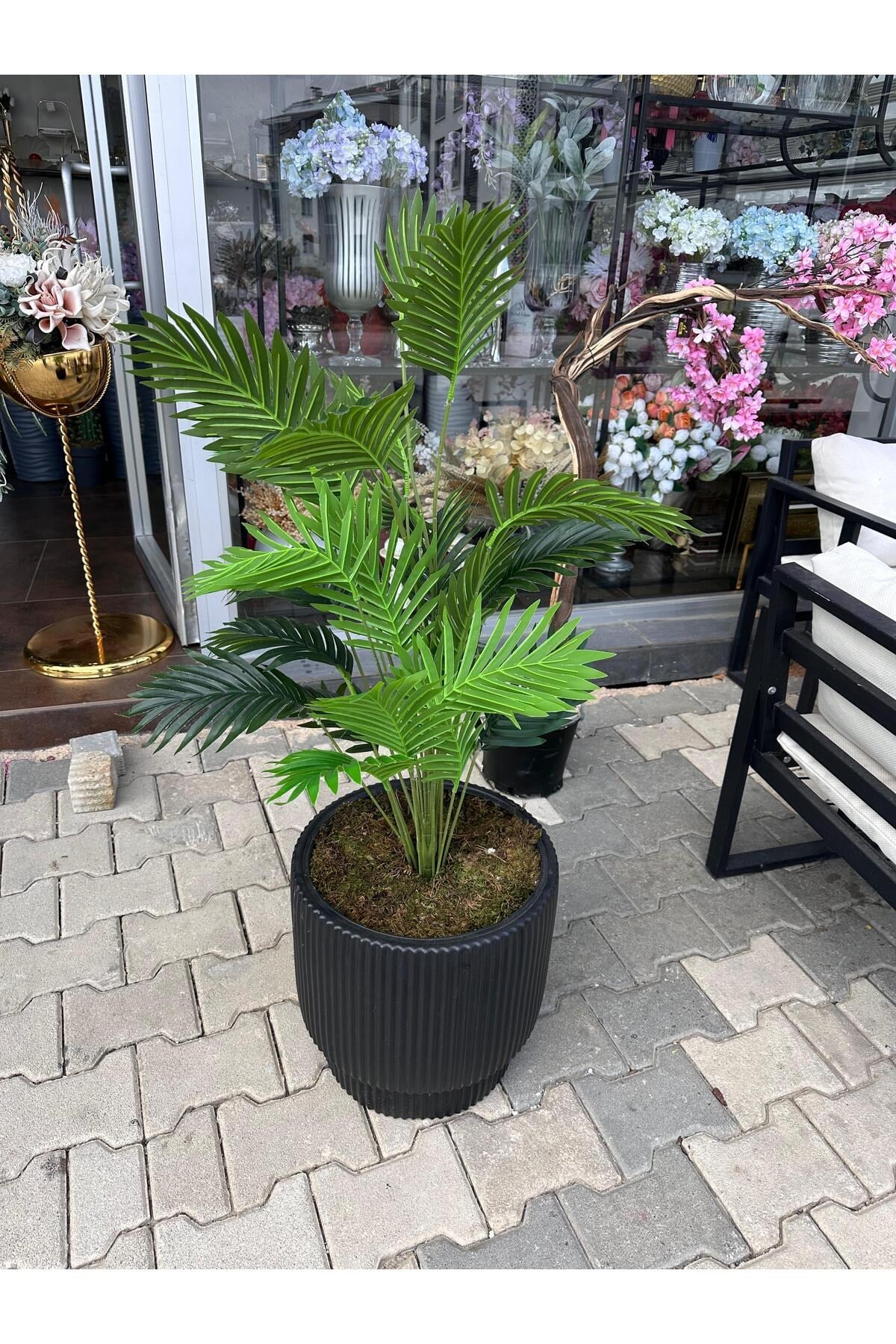 Plastik Saksıda Yapay Areka Ağacı 120 cm yükseklik