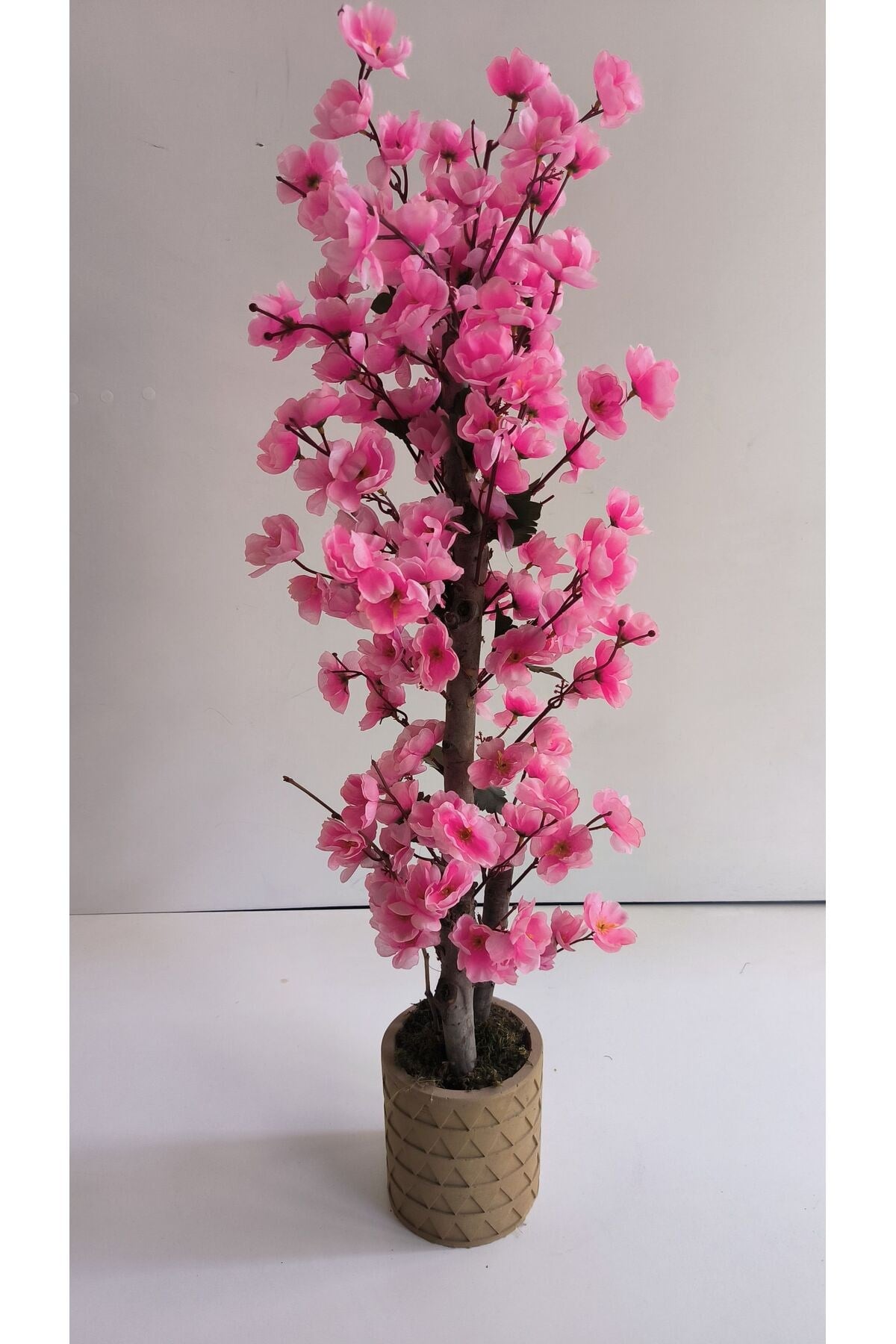 Rüzgar Yapay Çiçekçilik 90 cm Pembe Renk Beton Saksıda Sakura