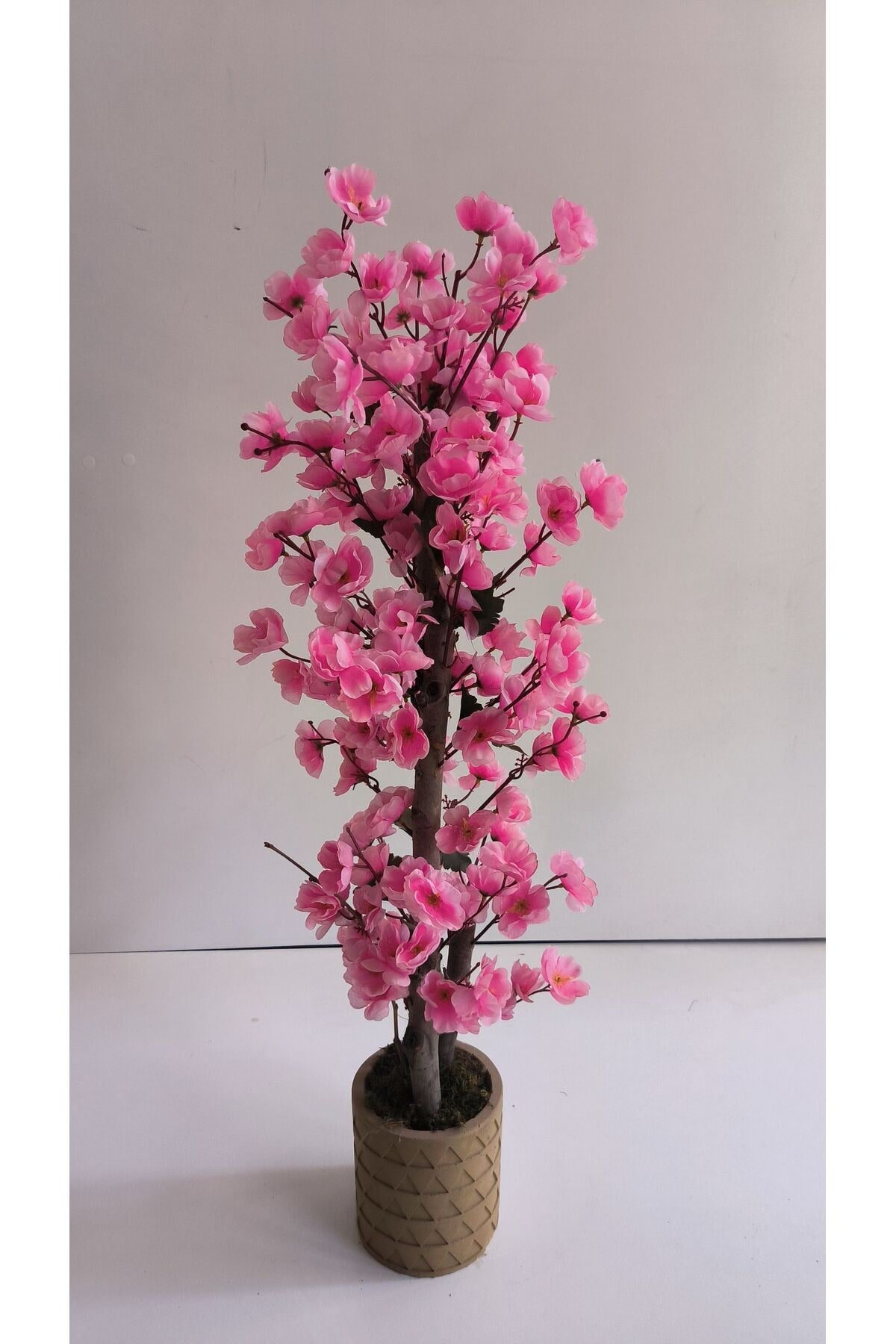 Rüzgar Yapay Çiçekçilik 90 cm Pembe Renk Beton Saksıda Sakura