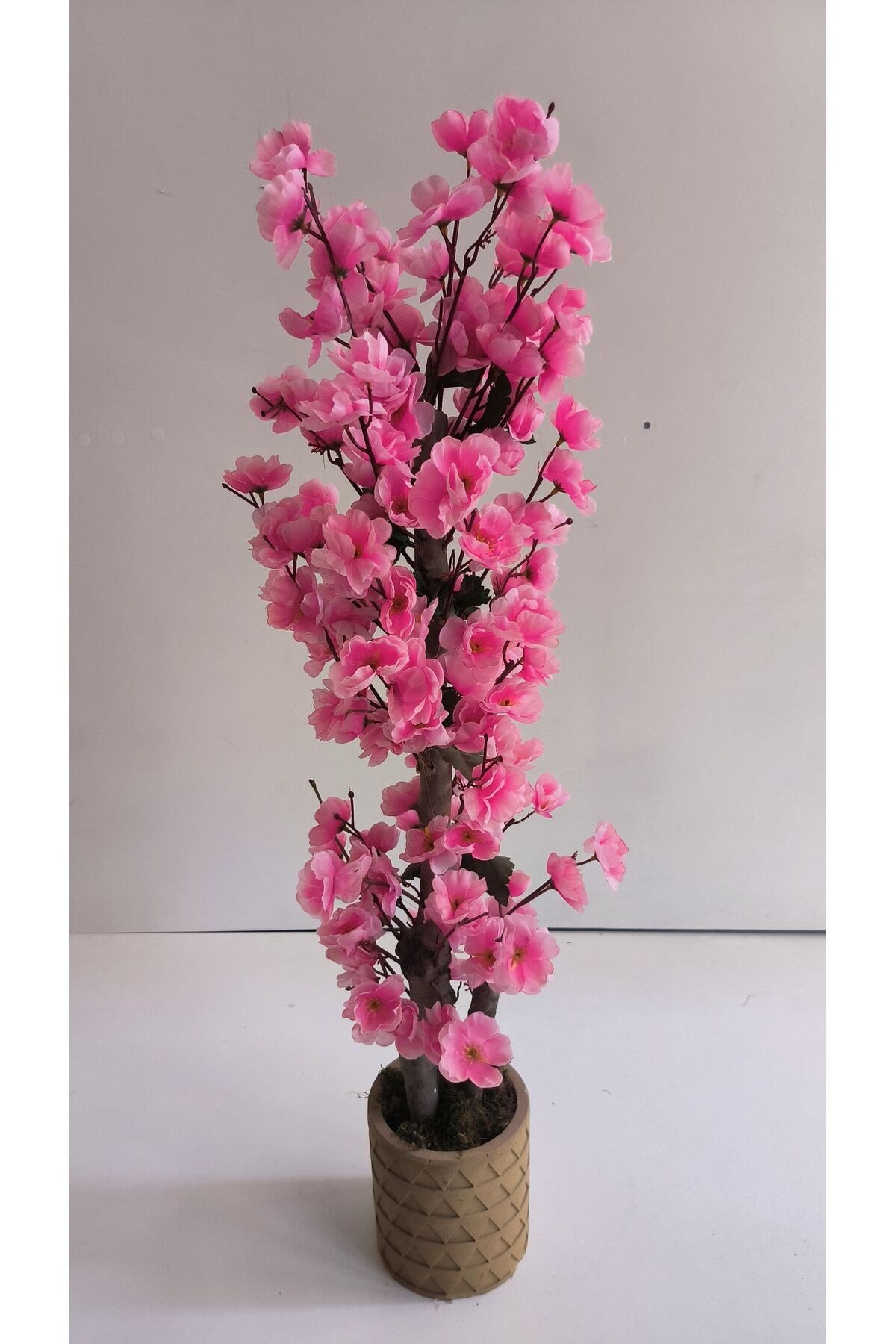 Rüzgar Yapay Çiçekçilik 90 cm Pembe Renk Beton Saksıda Sakura