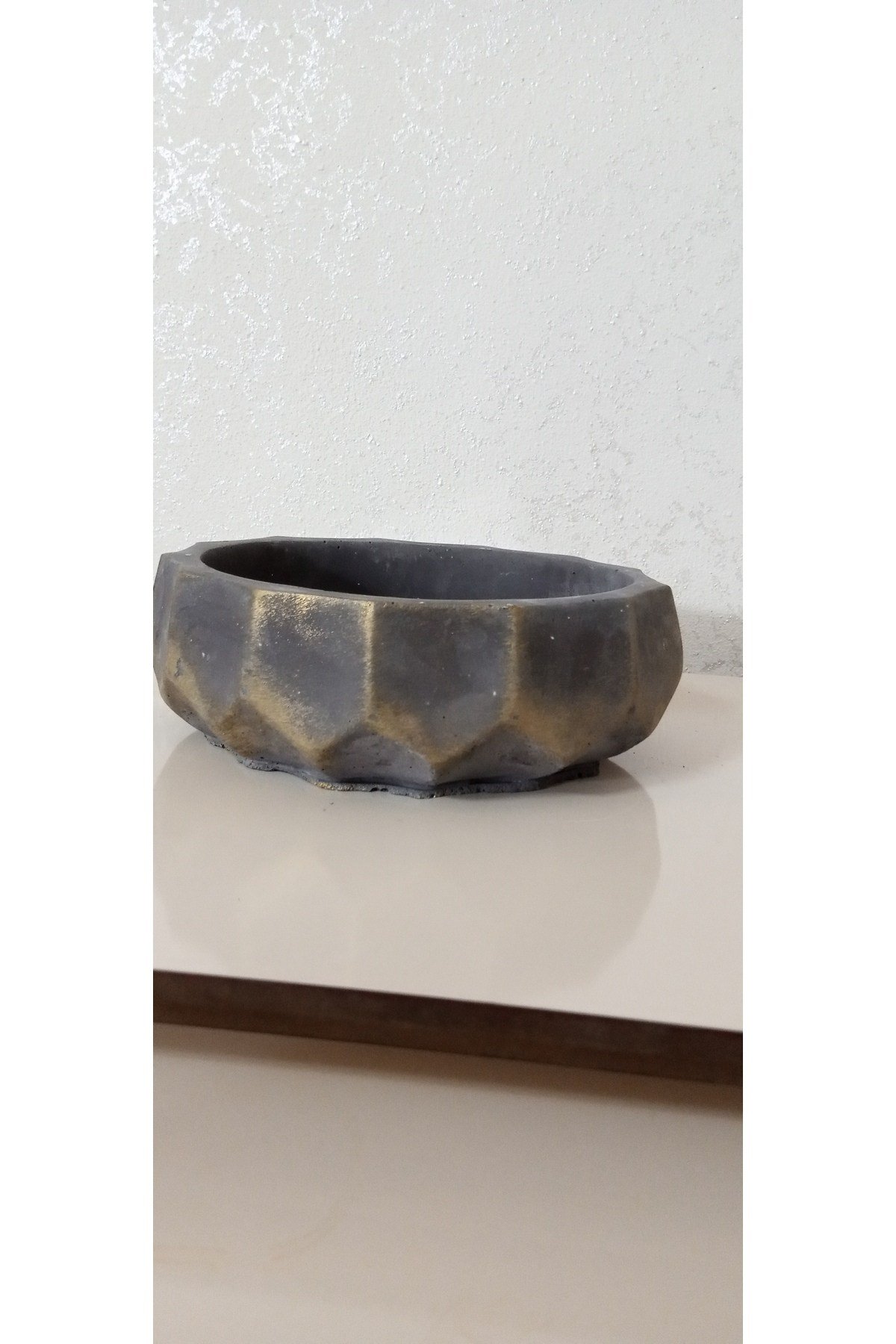 Saf Beton Geometrik Bonsai ve Aranjmana Özel Taş Saksı suya karşı 121 yıl ömürlü 009
