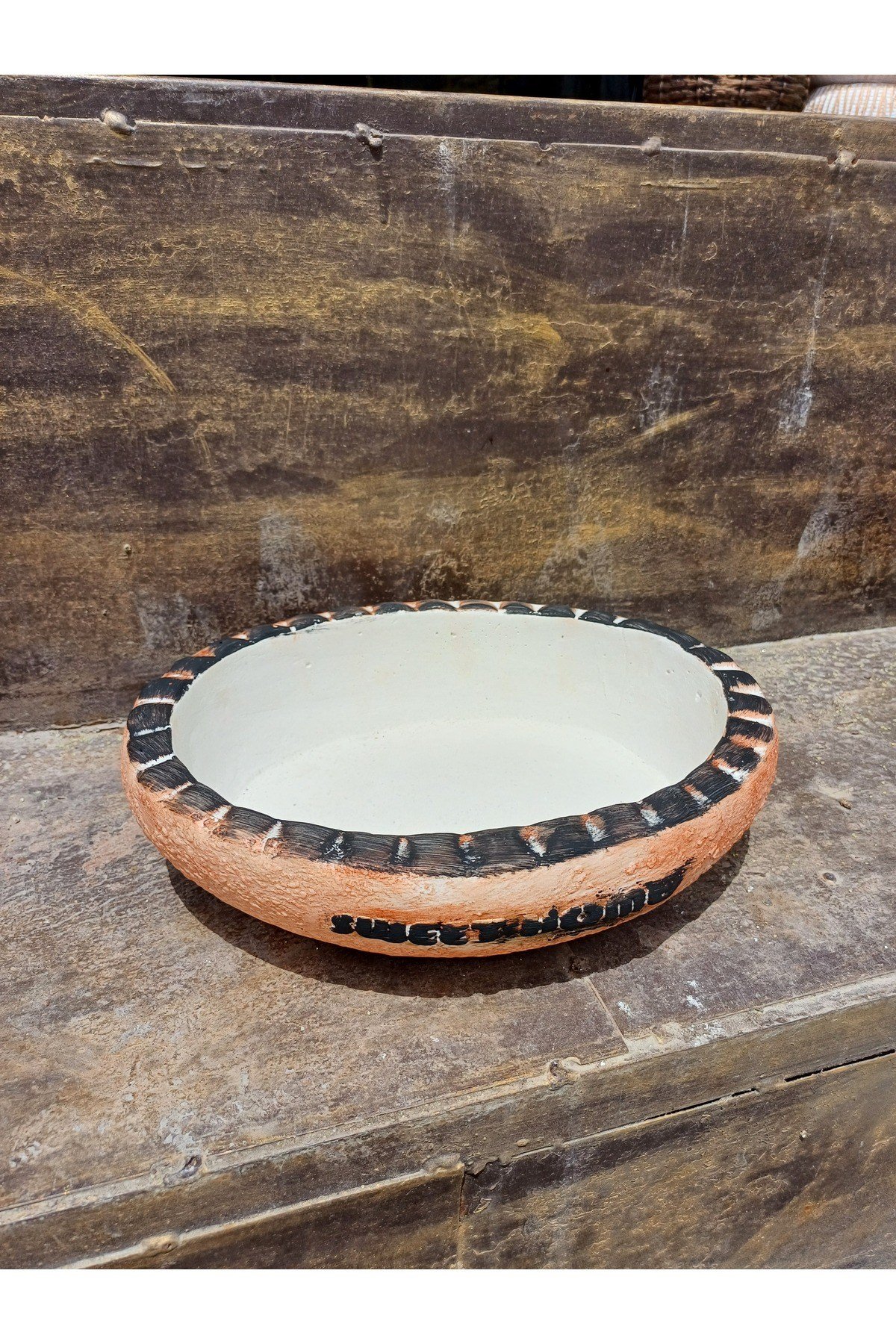 Sweet home yazılı taş saksı 27x21 çap yükseklik 10cm
