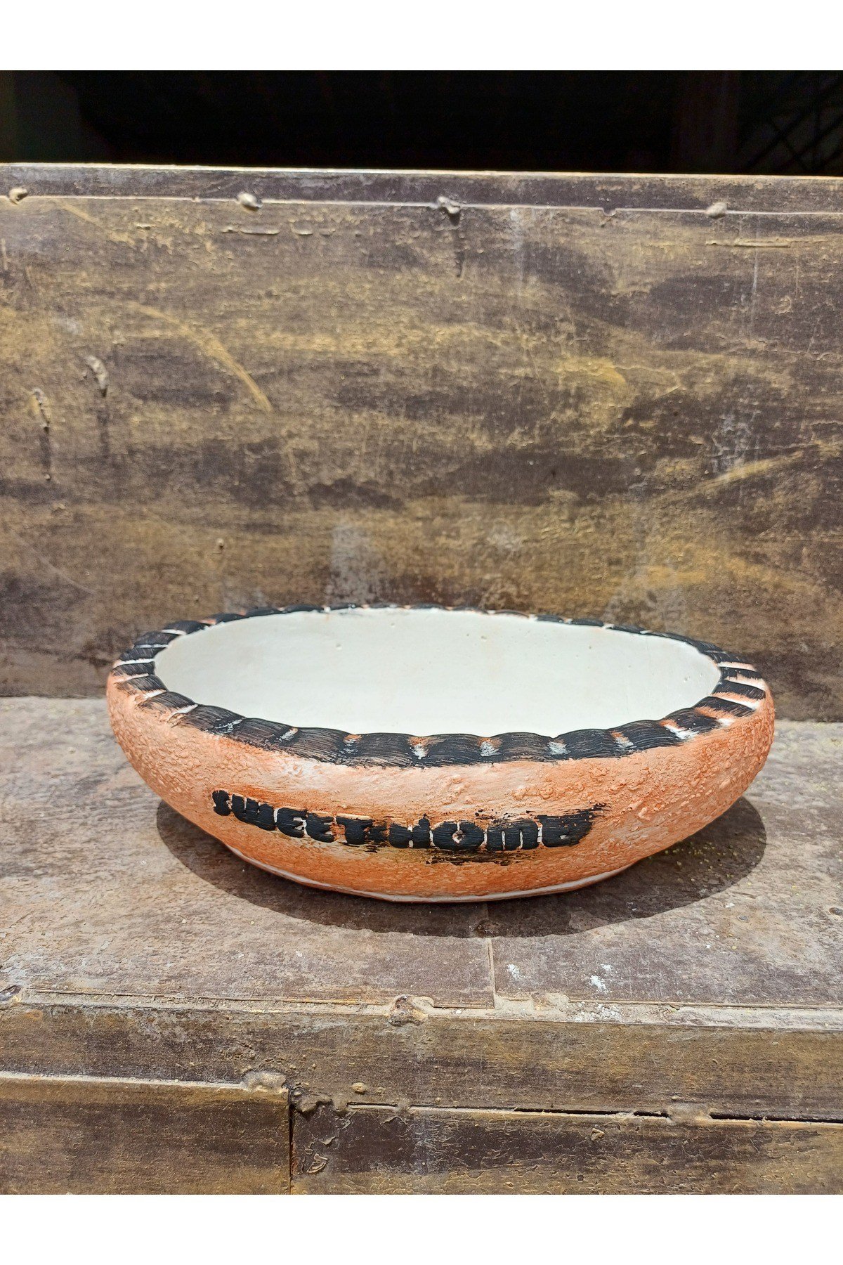 Sweet home yazılı taş saksı 27x21 çap yükseklik 10cm