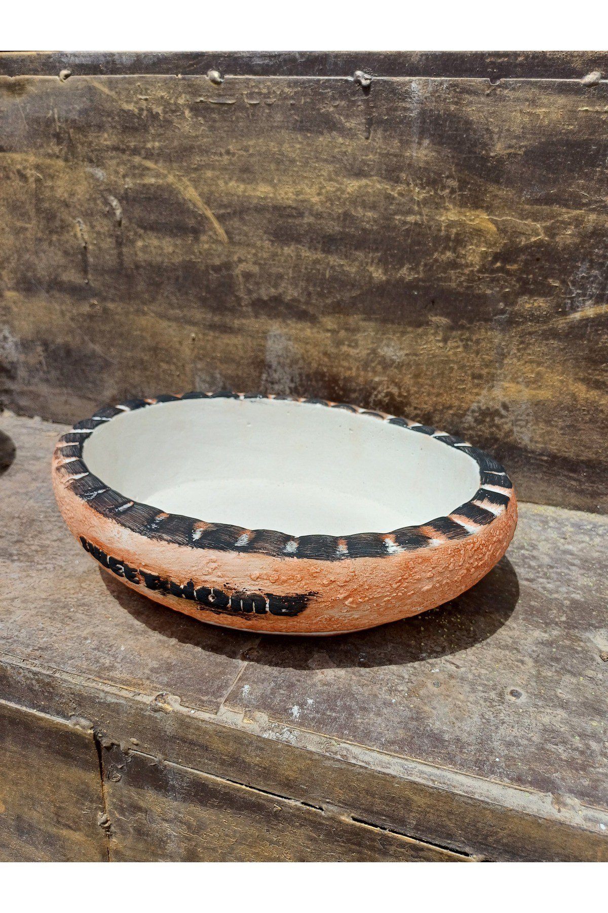 Sweet home yazılı taş saksı 27x21 çap yükseklik 10cm
