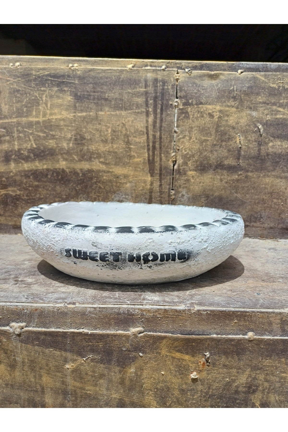 Sweet Home yazılı taş saksı 27x21 cm çap 10cm yükseklik