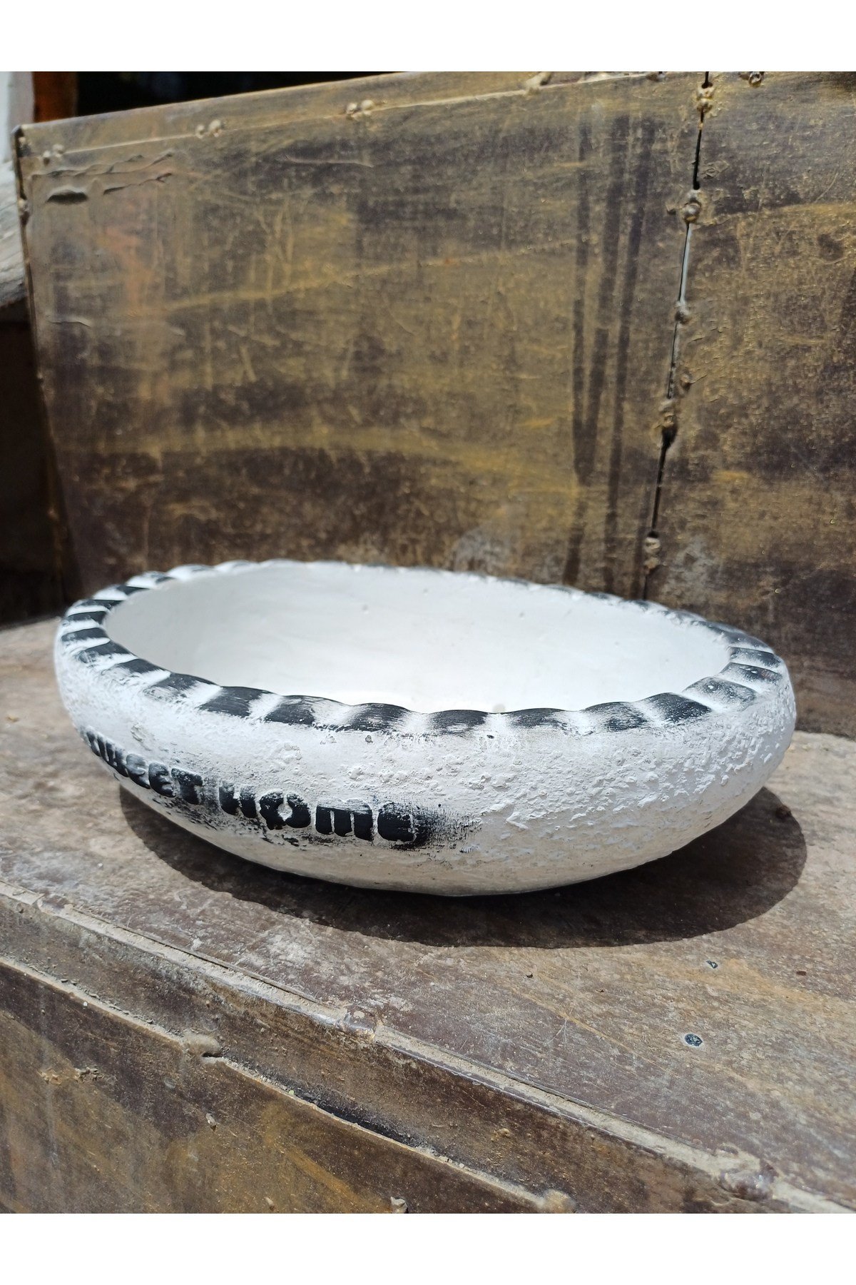 Sweet Home yazılı taş saksı 27x21 cm çap 10cm yükseklik