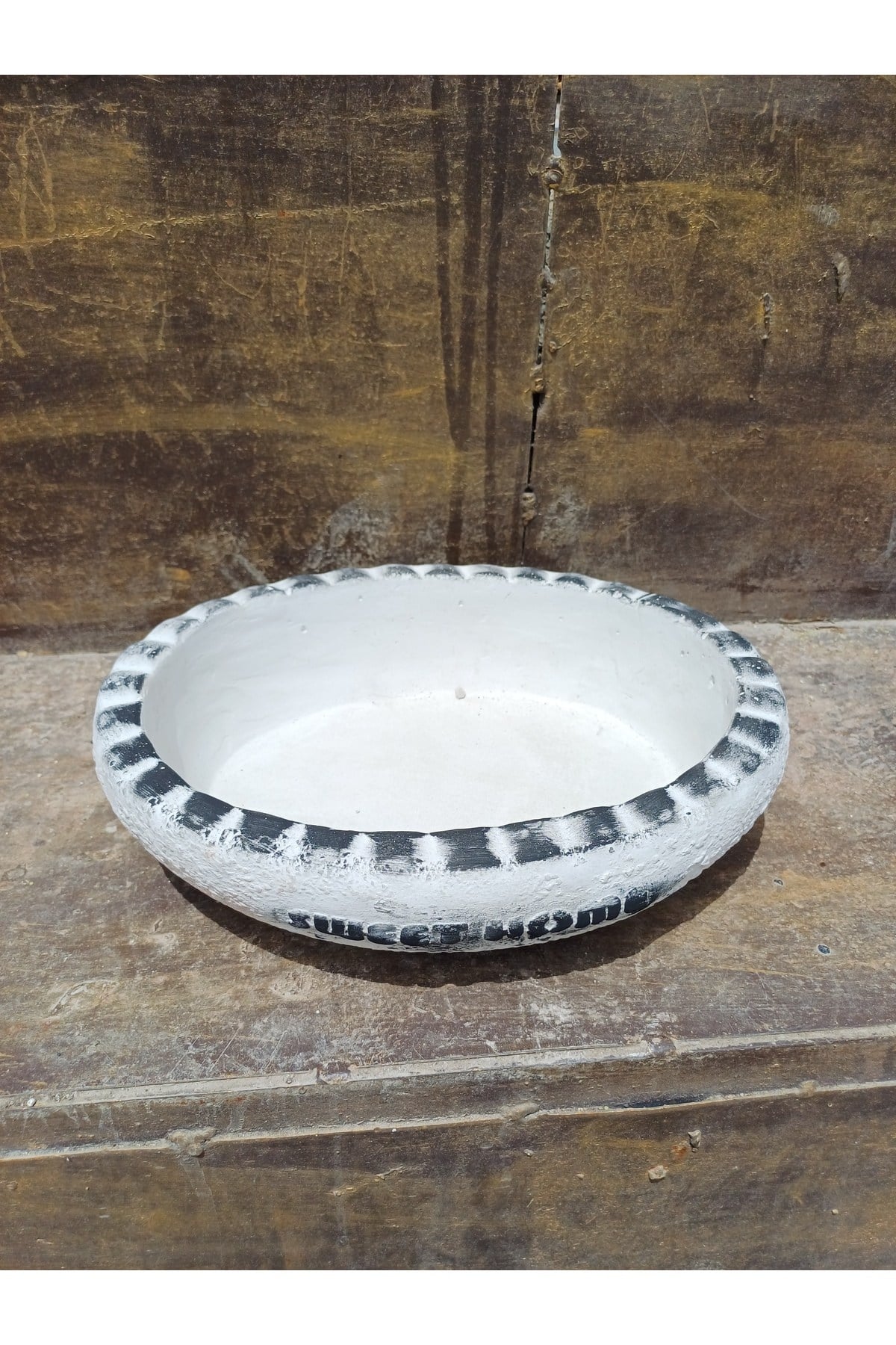 Sweet Home yazılı taş saksı 27x21 cm çap 10cm yükseklik