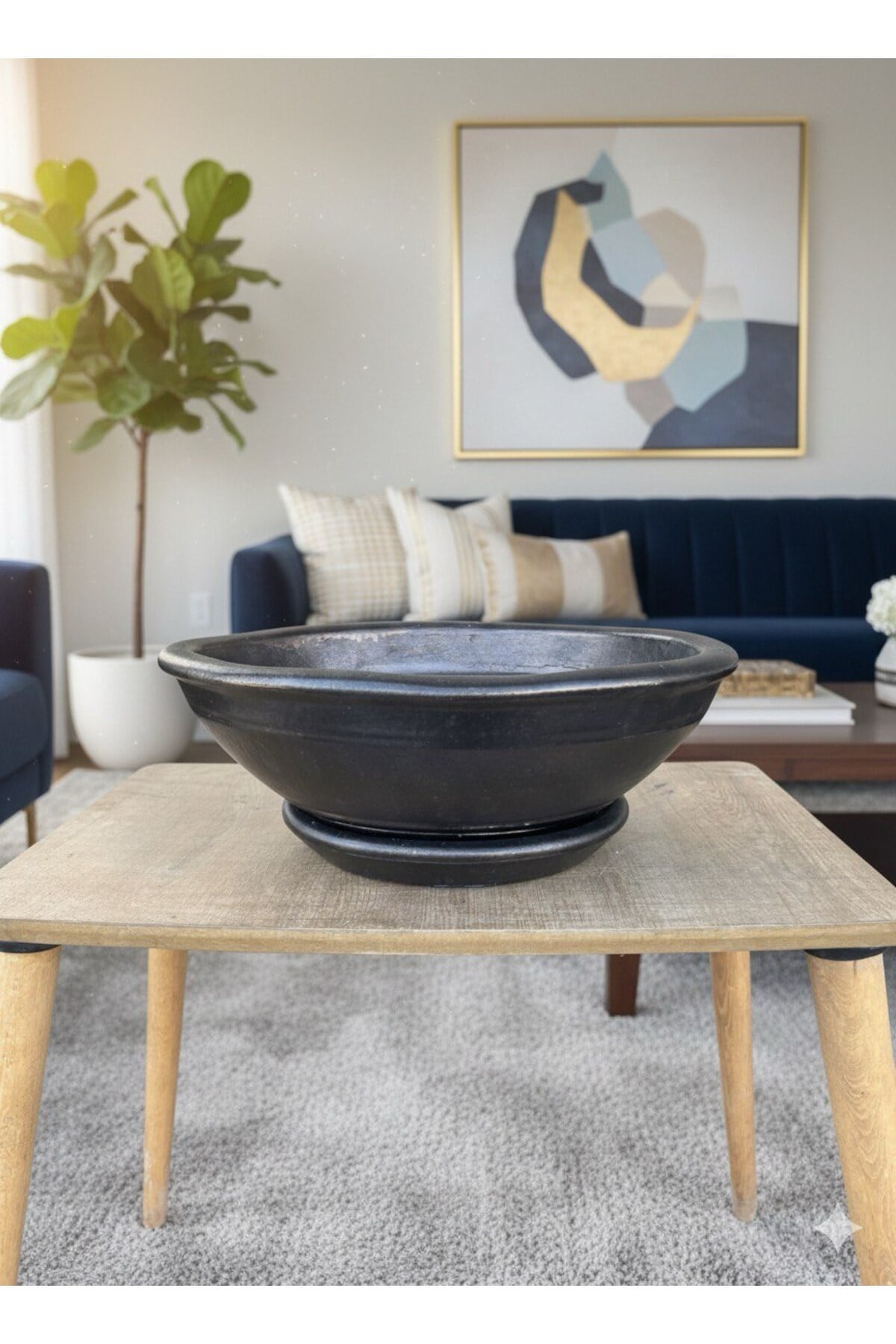 Vesta Collection Dev Aranjman Ve Çiçek Saksısı Metalik Bakır Su Tahliyeli ve Tabaklı Çiçeksiz 50*15