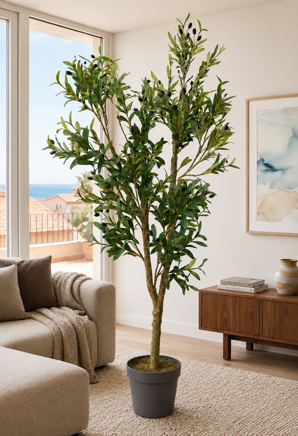 Yapay Zeytin Ağacı 150 Cm Boyunda Dekoratif Modern İç Mekan Salon Ofis Ağacı