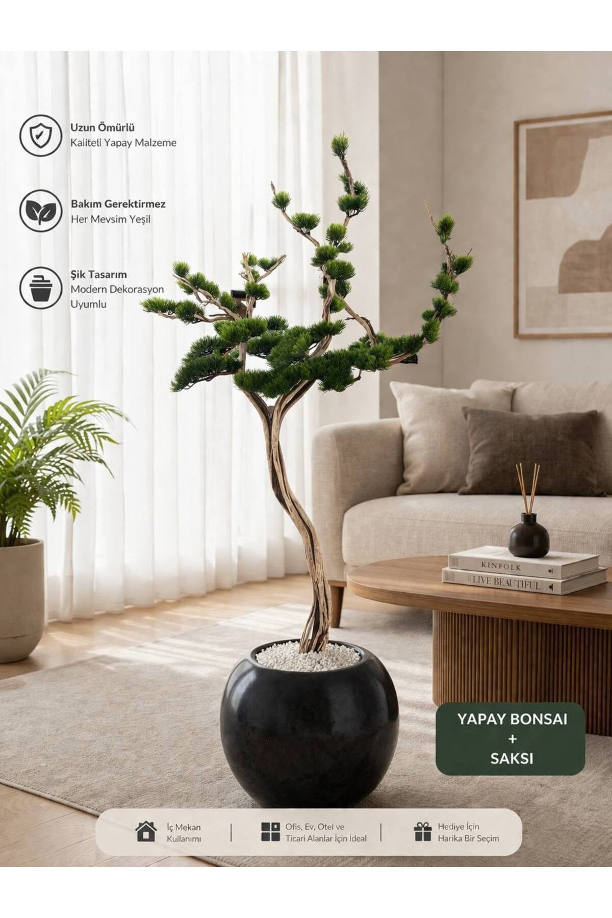 Zen Serisi Yapay Bonsai Ağacı - Estetik Ofis ve Ev Dekorasyon Bonsaisi 200 Cm