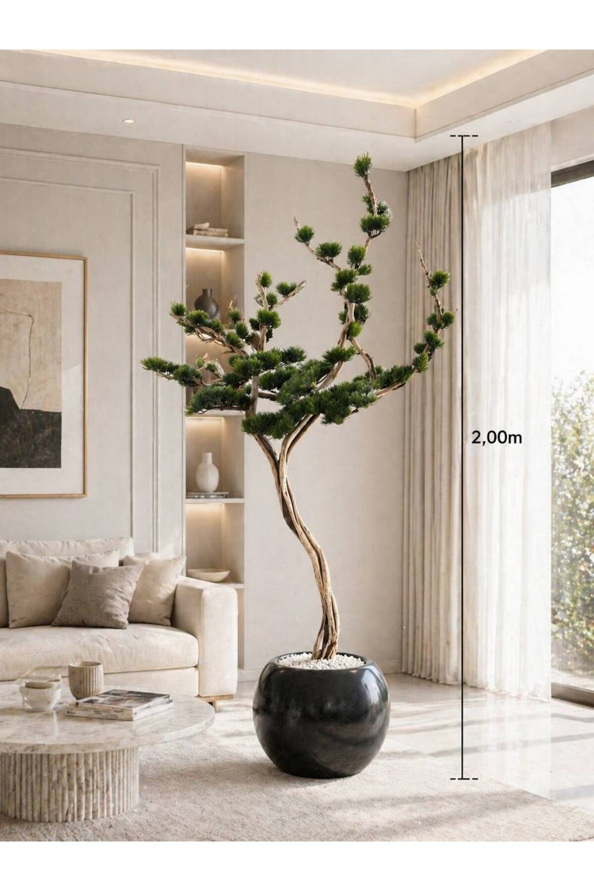 Zen Serisi Yapay Bonsai Ağacı - Estetik Ofis ve Ev Dekorasyon Bonsaisi 200 Cm