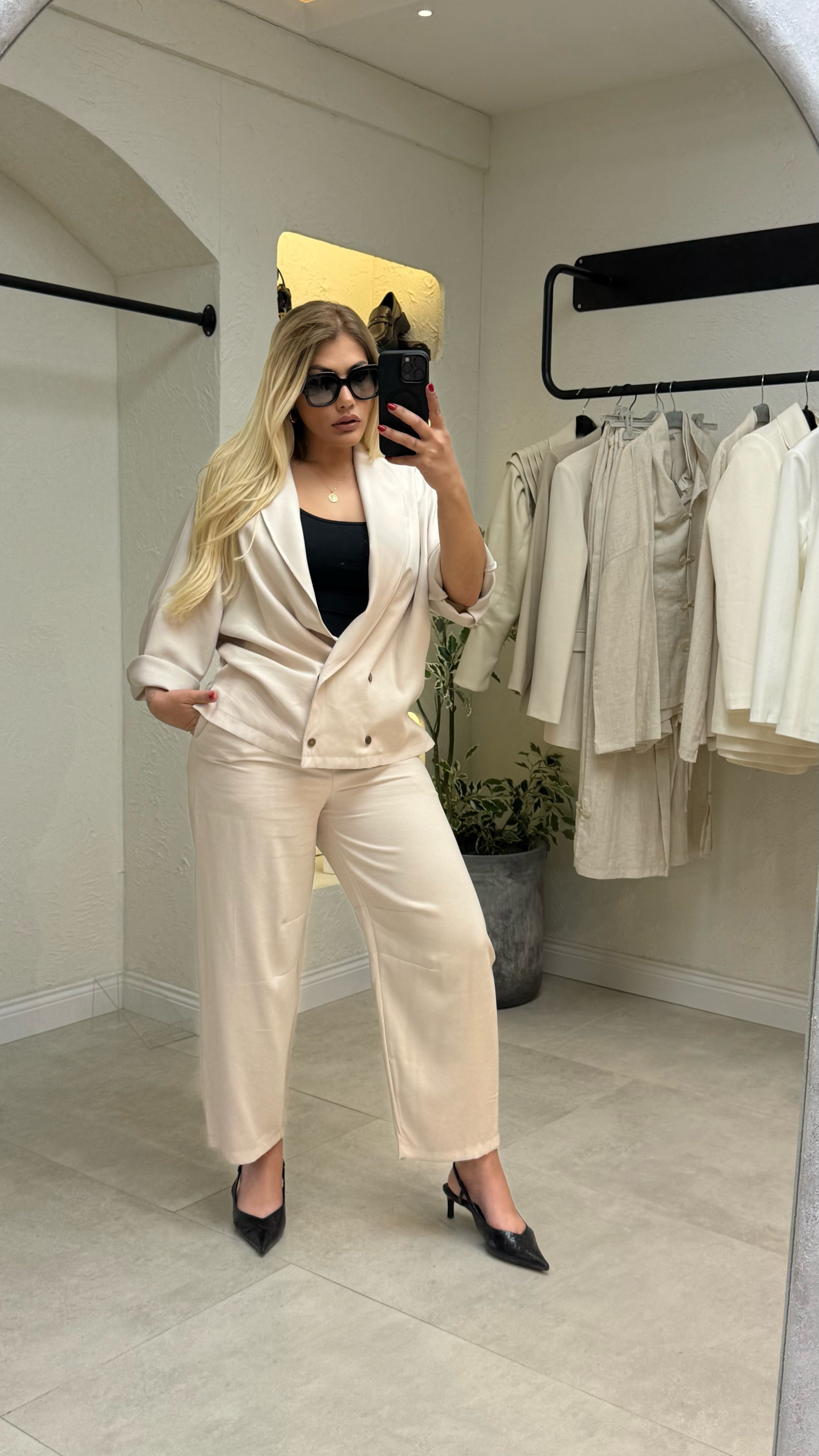 Bej Armani Pantolon Ceket Takım
