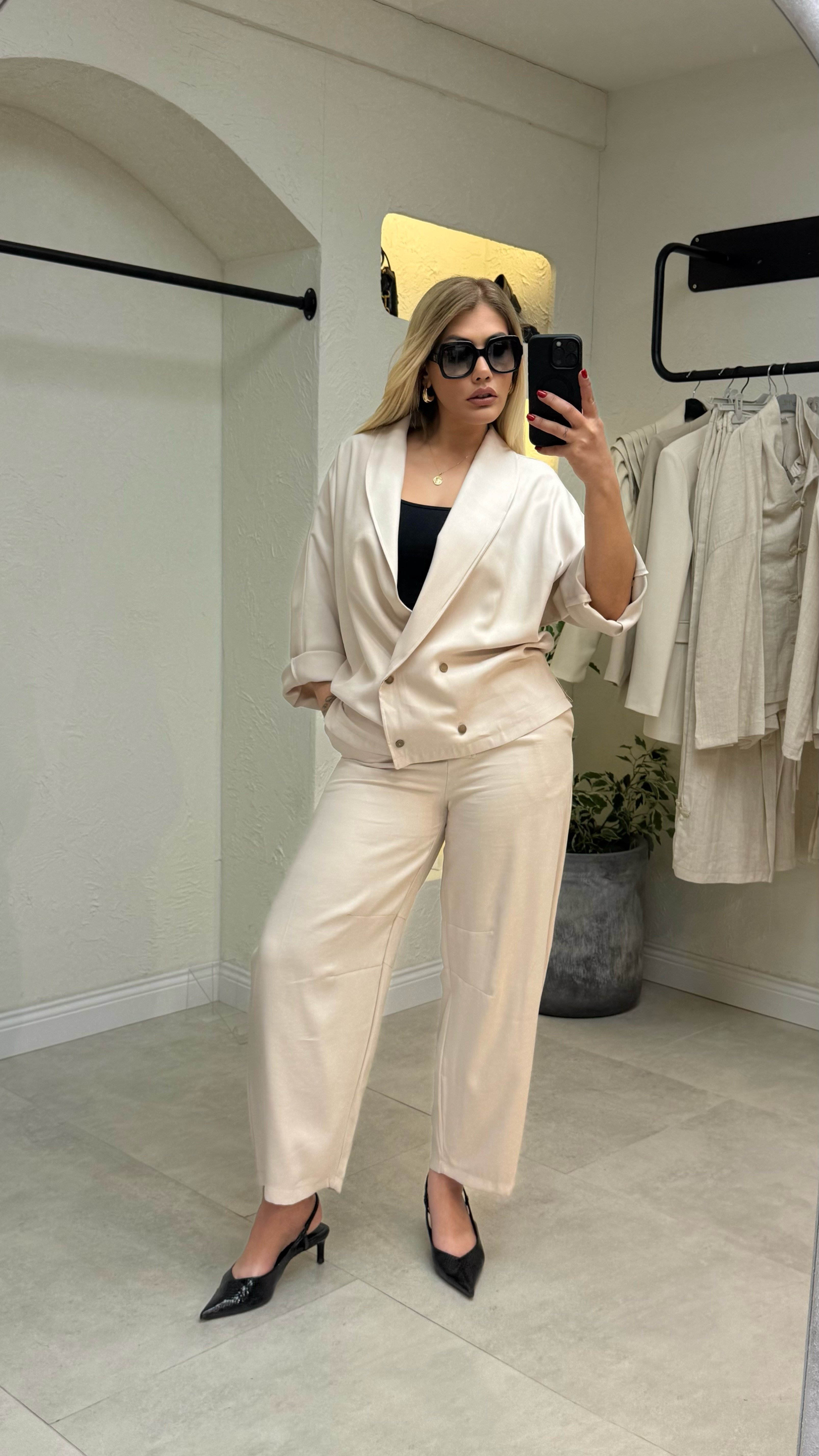 Bej Armani Pantolon Ceket Takım