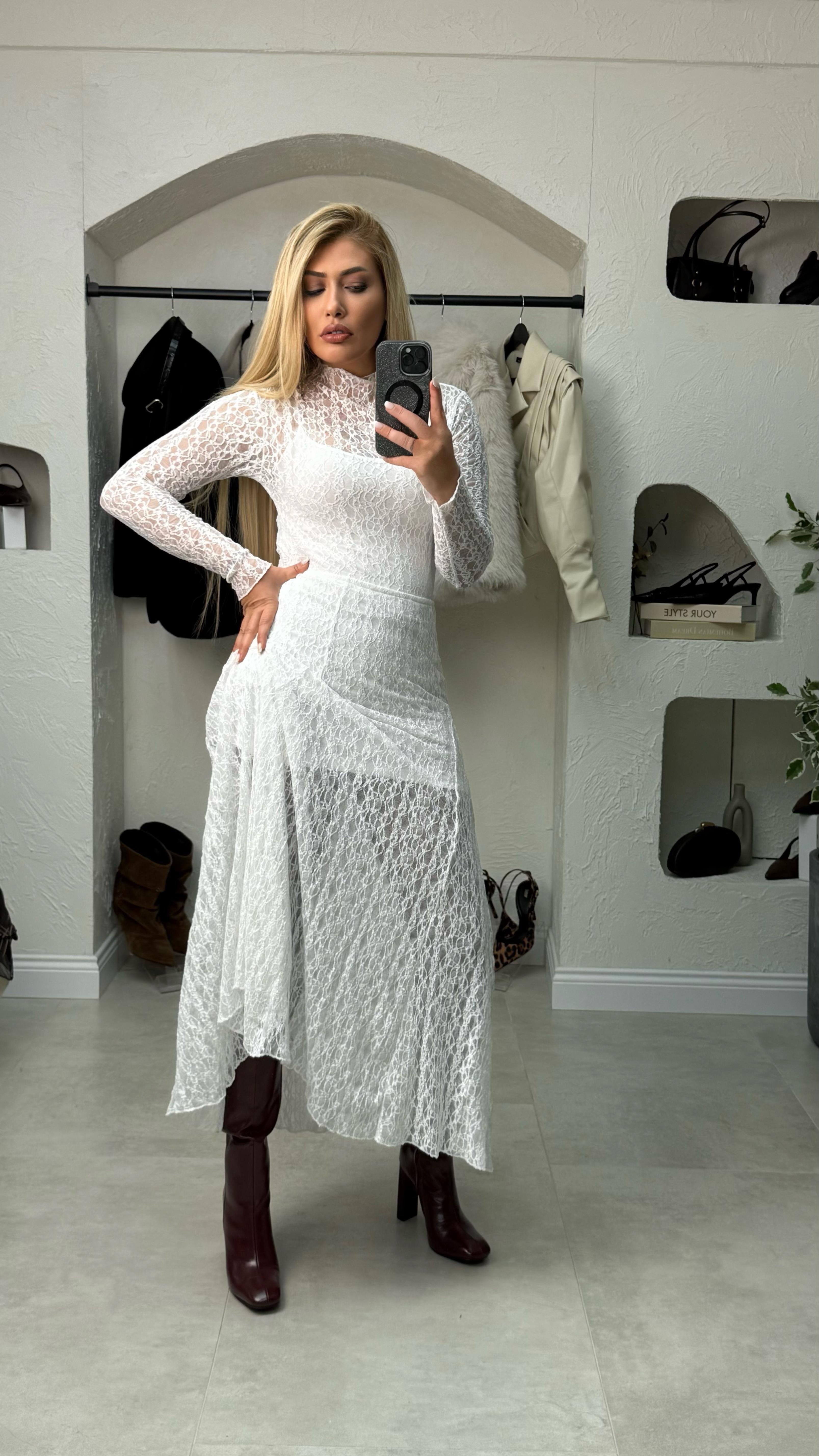 Beyaz Dantel 2 Li Takım