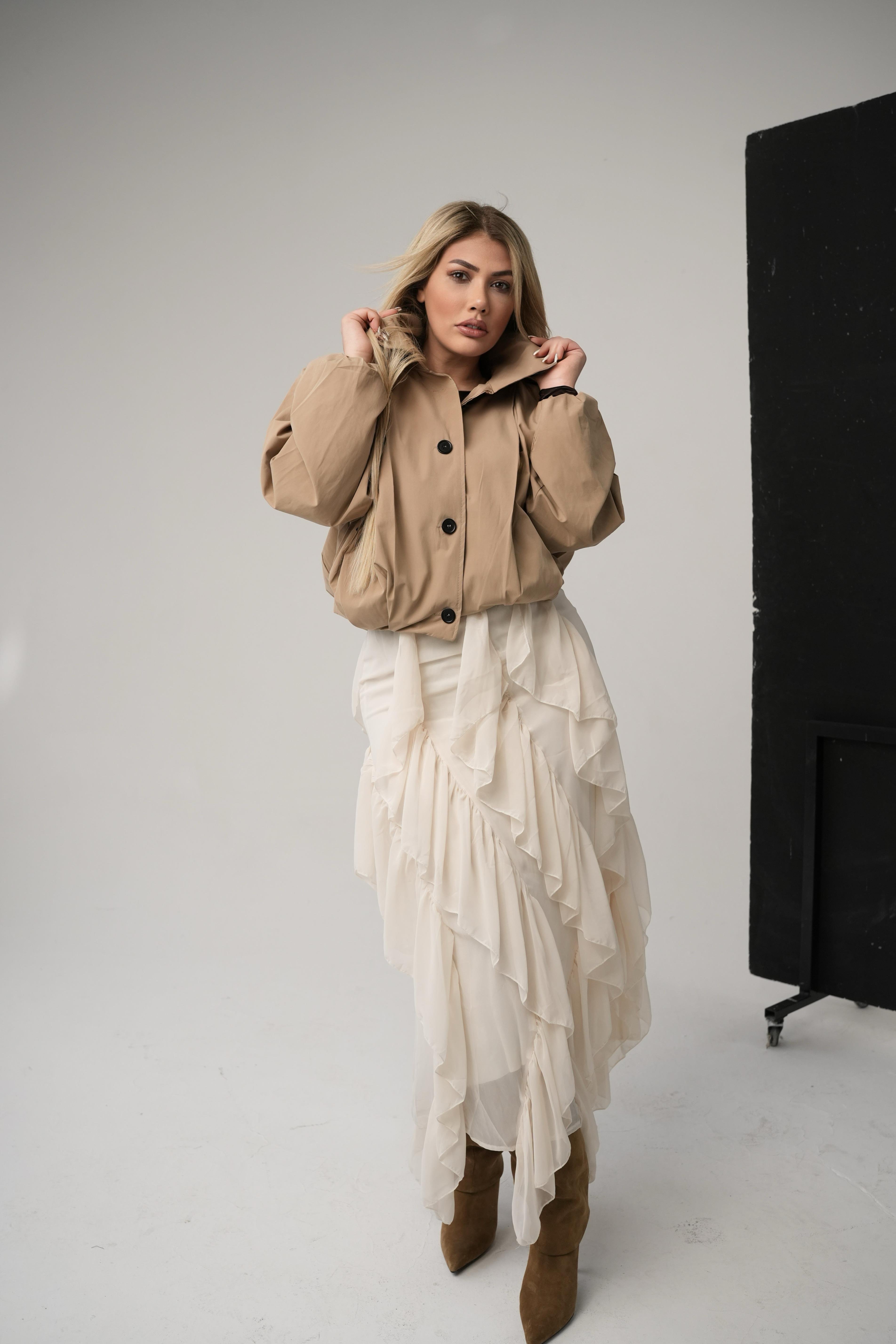 Camel Pileli Trenchkot