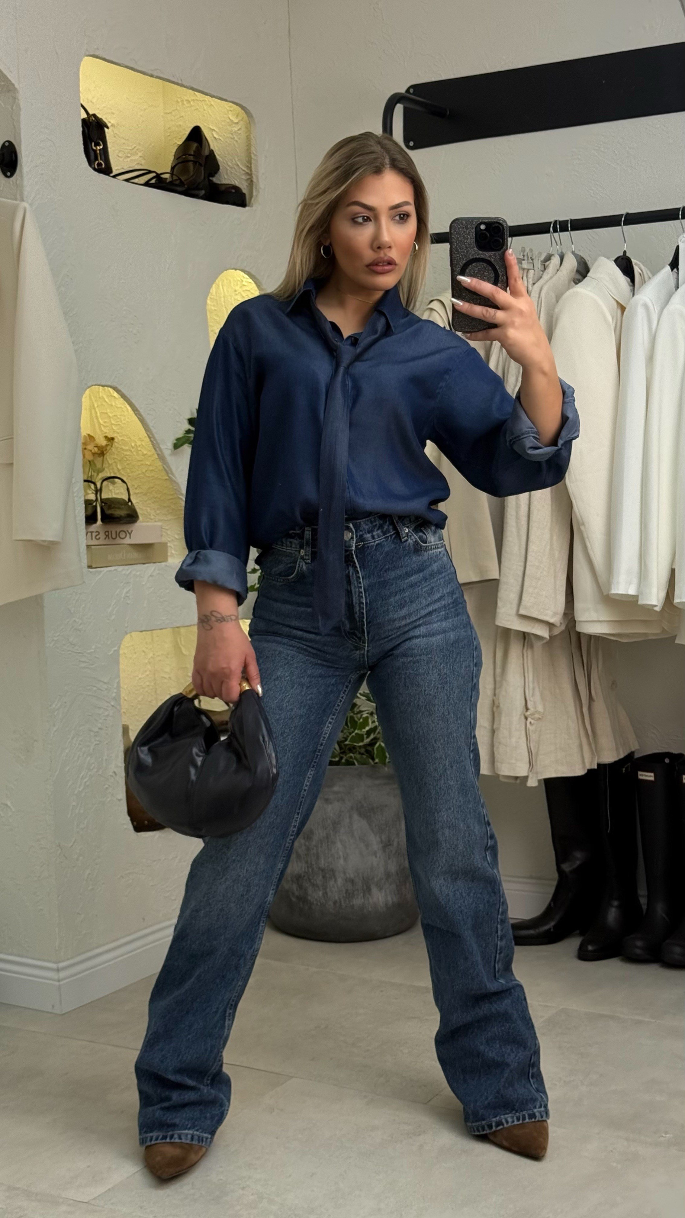 Koyu Mavi Wide Leg Jean