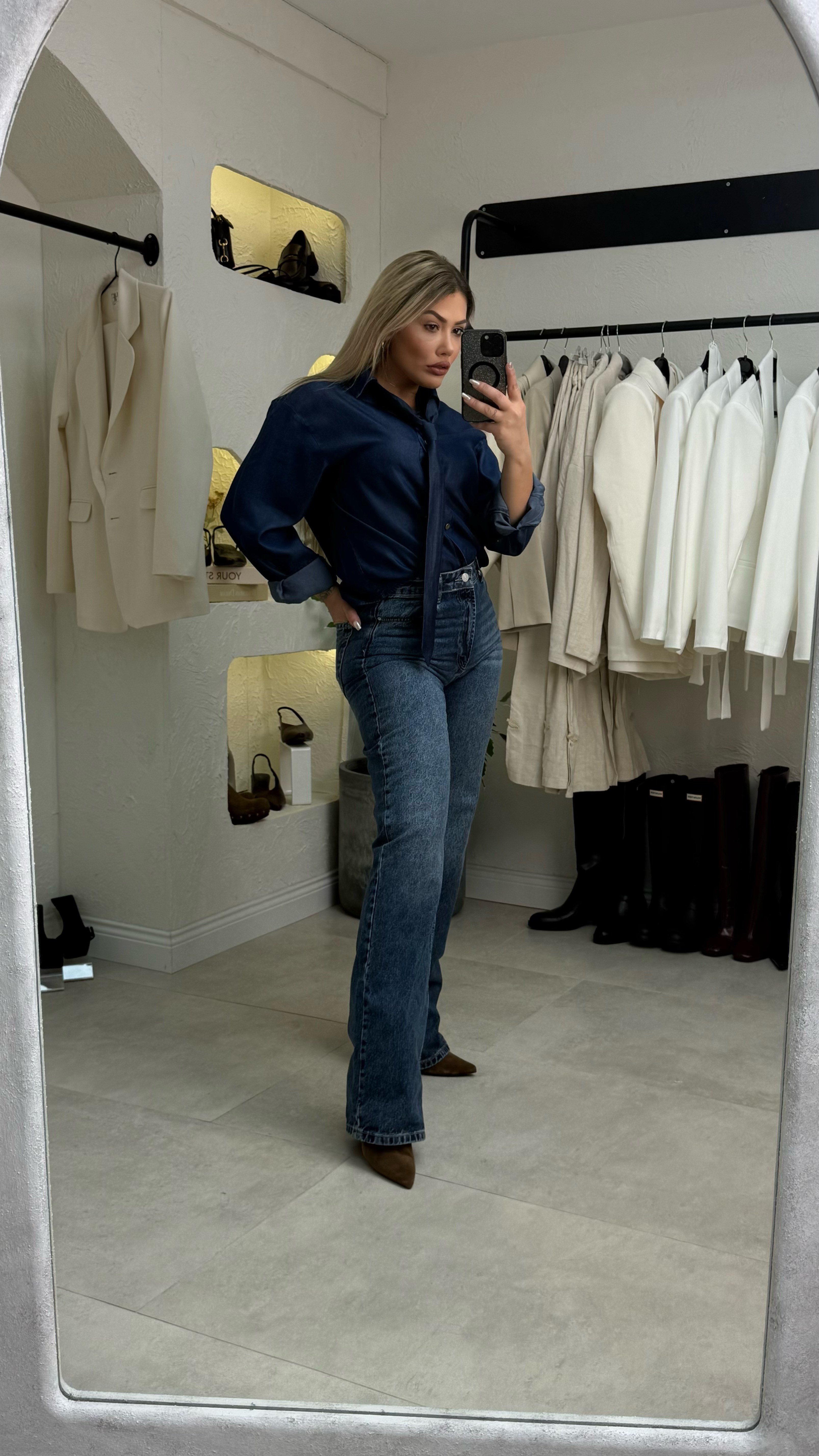 Koyu Mavi Wide Leg Jean