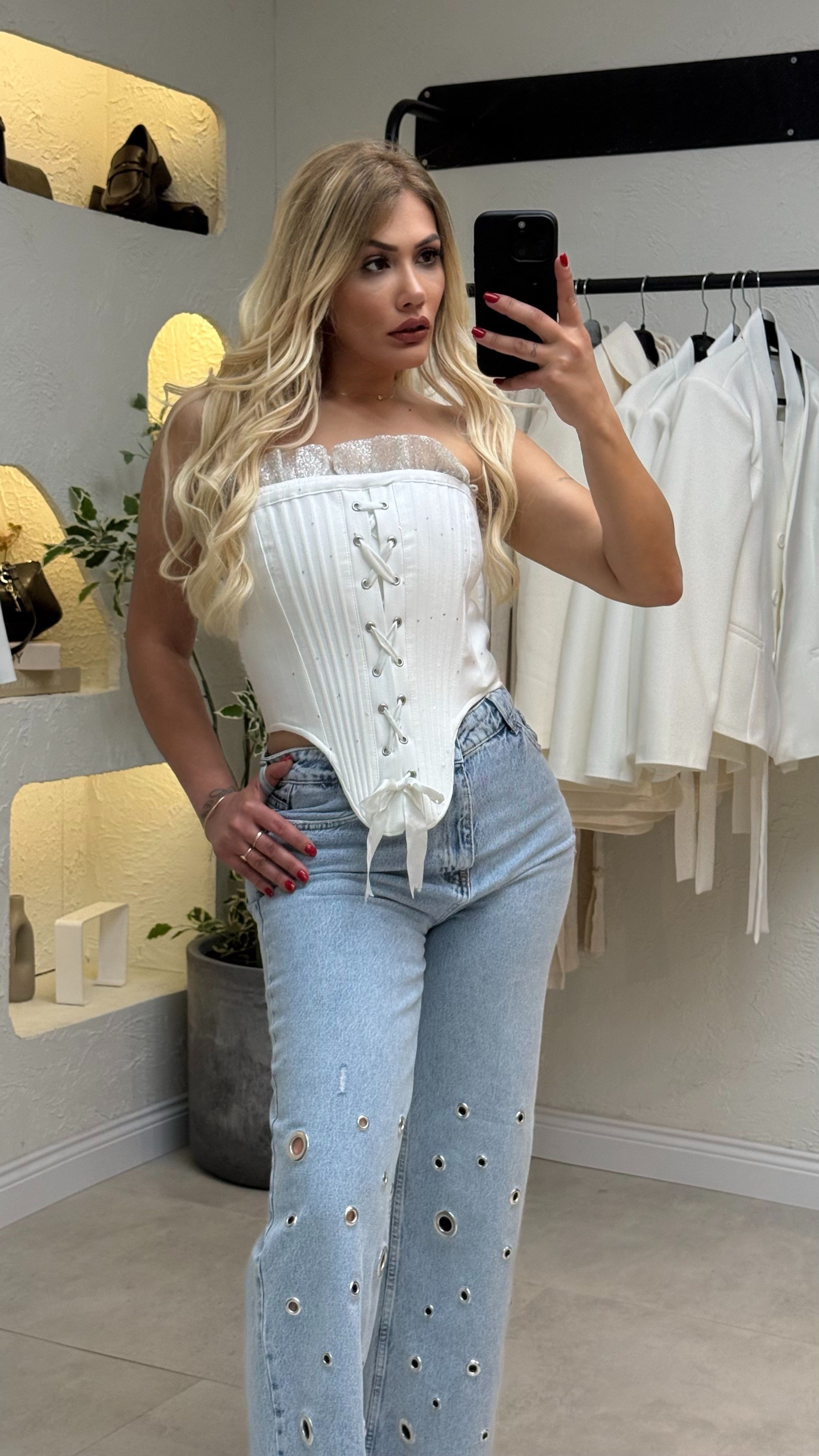 Kuşgöz Detaylı Mavi Jean