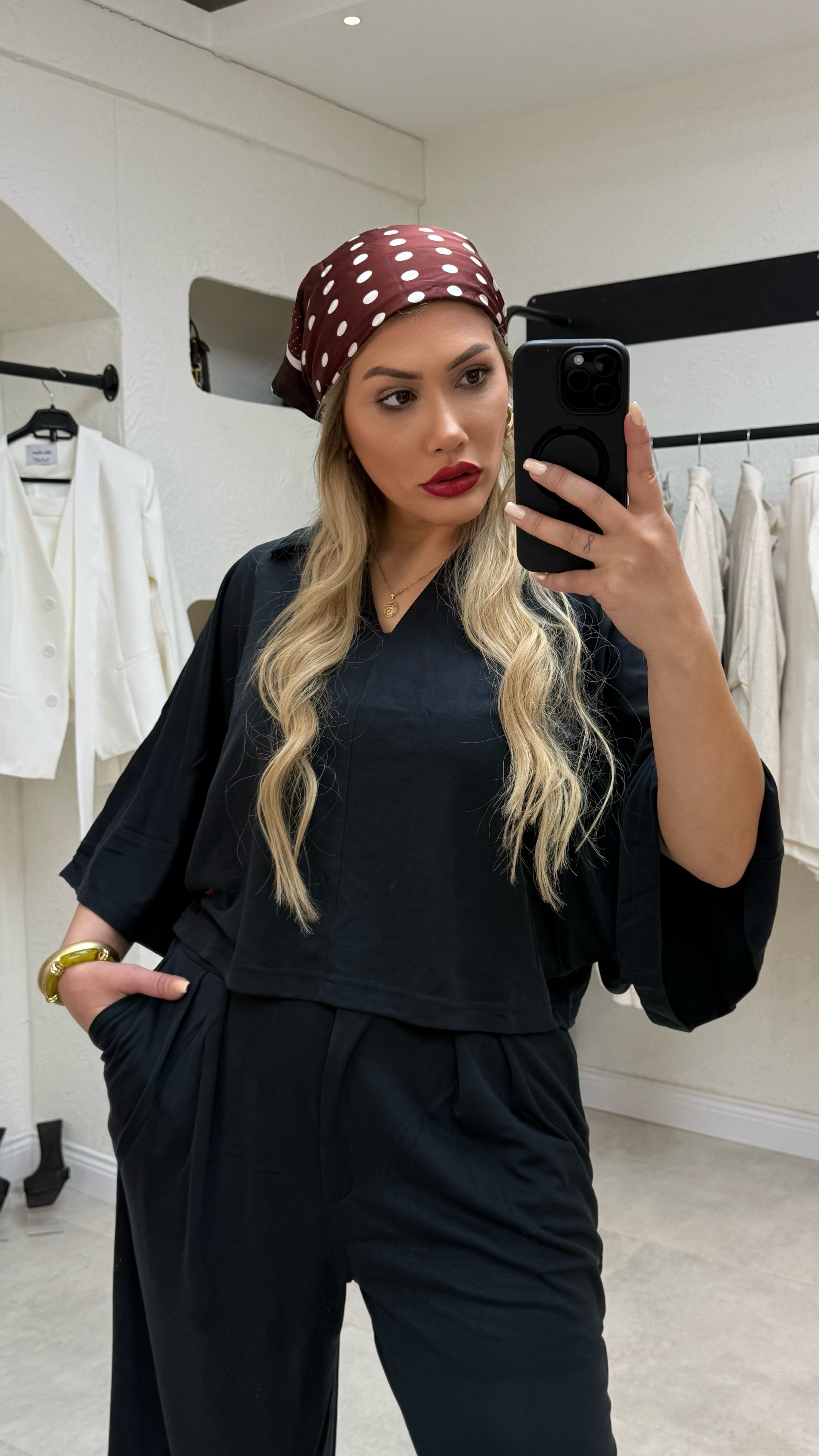 Lacivert Polo Yaka Bluz Pantolon Takım