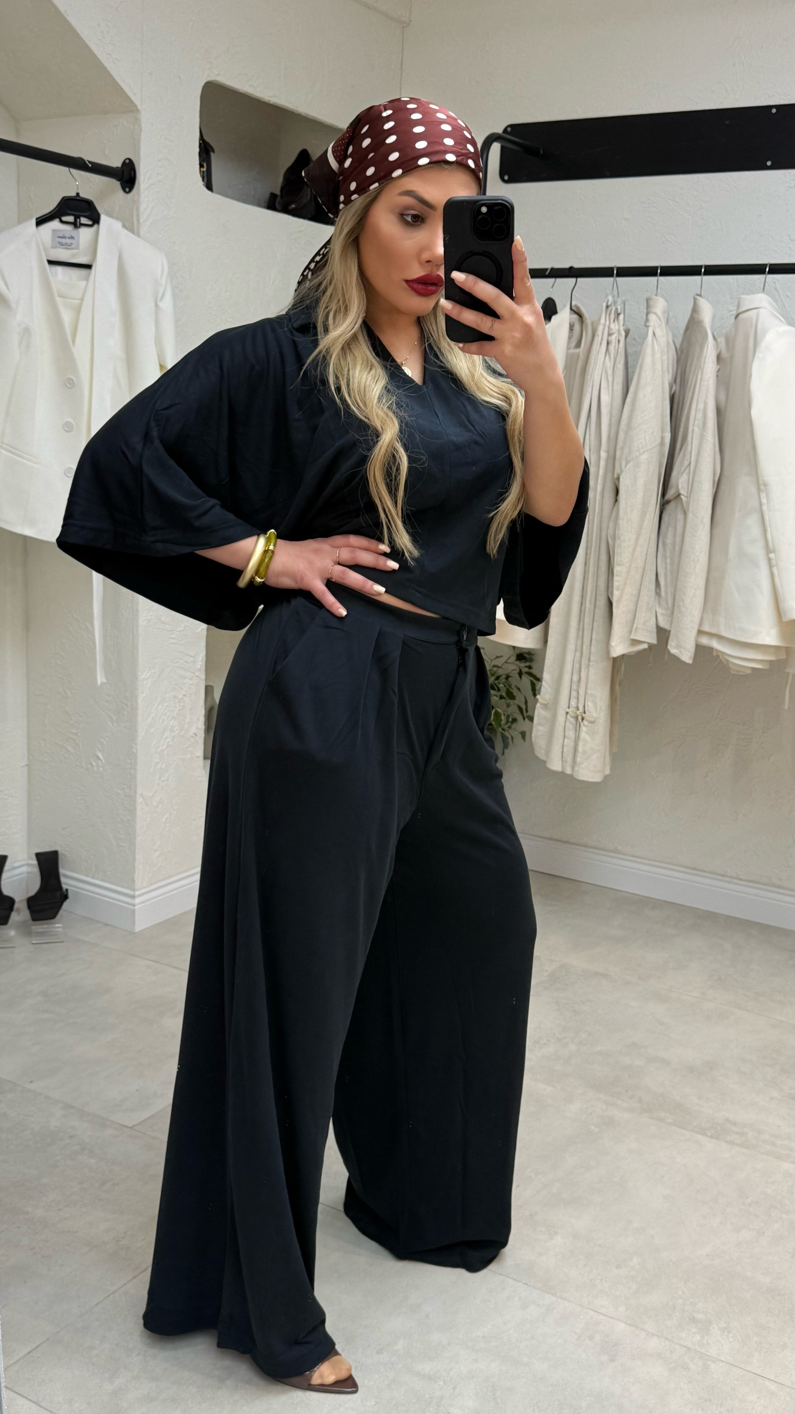 Lacivert Polo Yaka Bluz Pantolon Takım