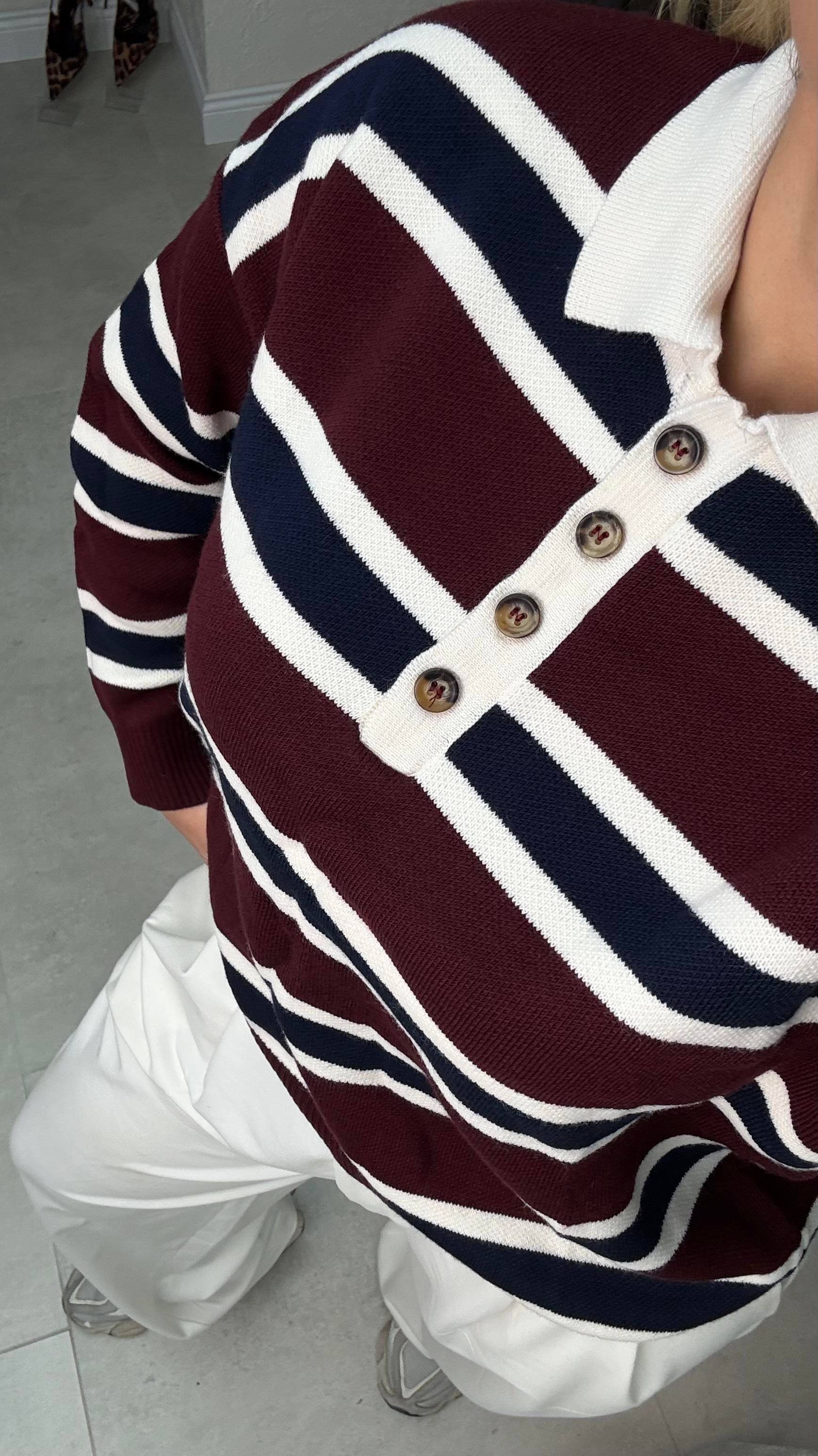 Polo Yaka Krem Bordo  Kazak