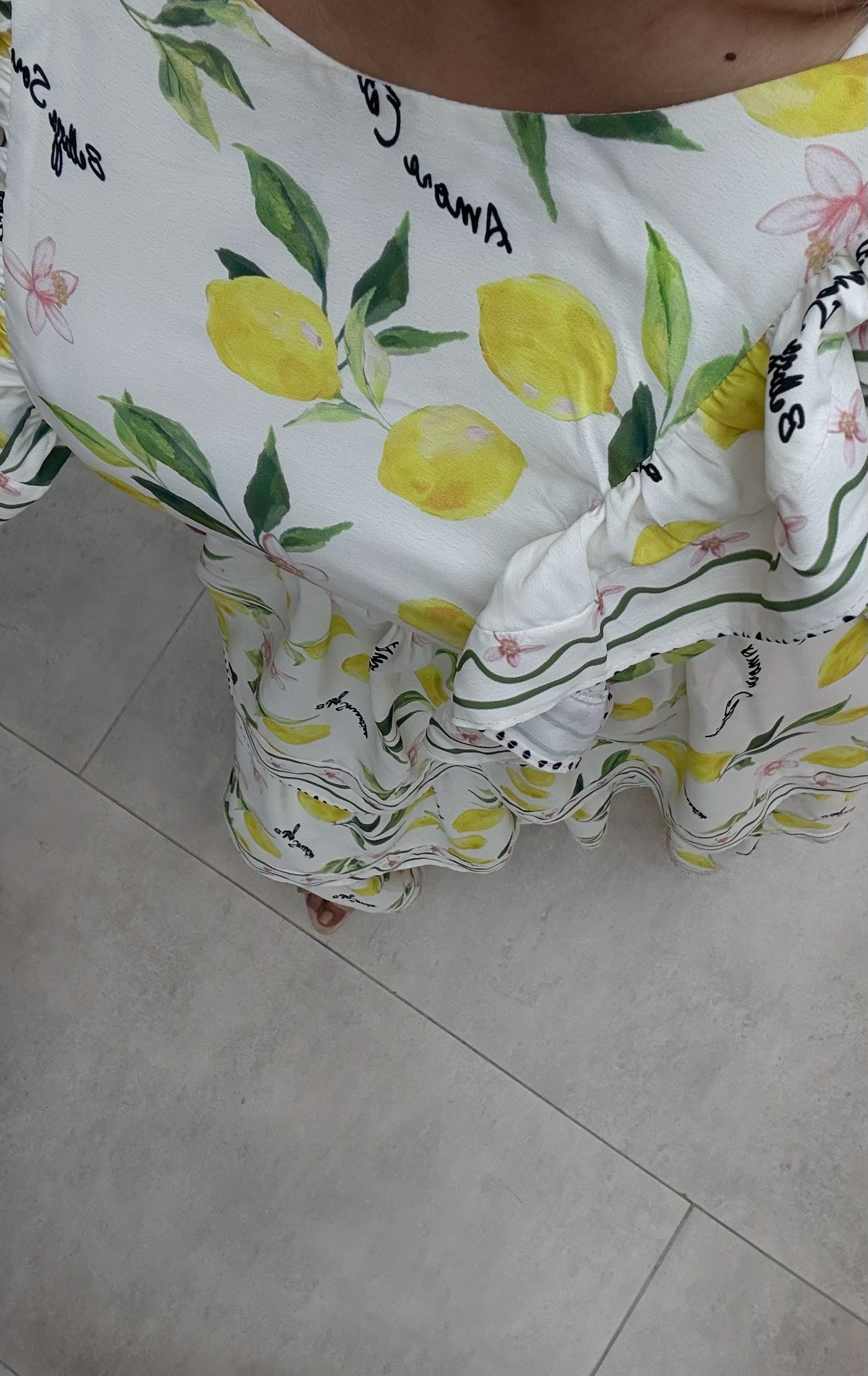 Renkli Limon Desenli Elbise