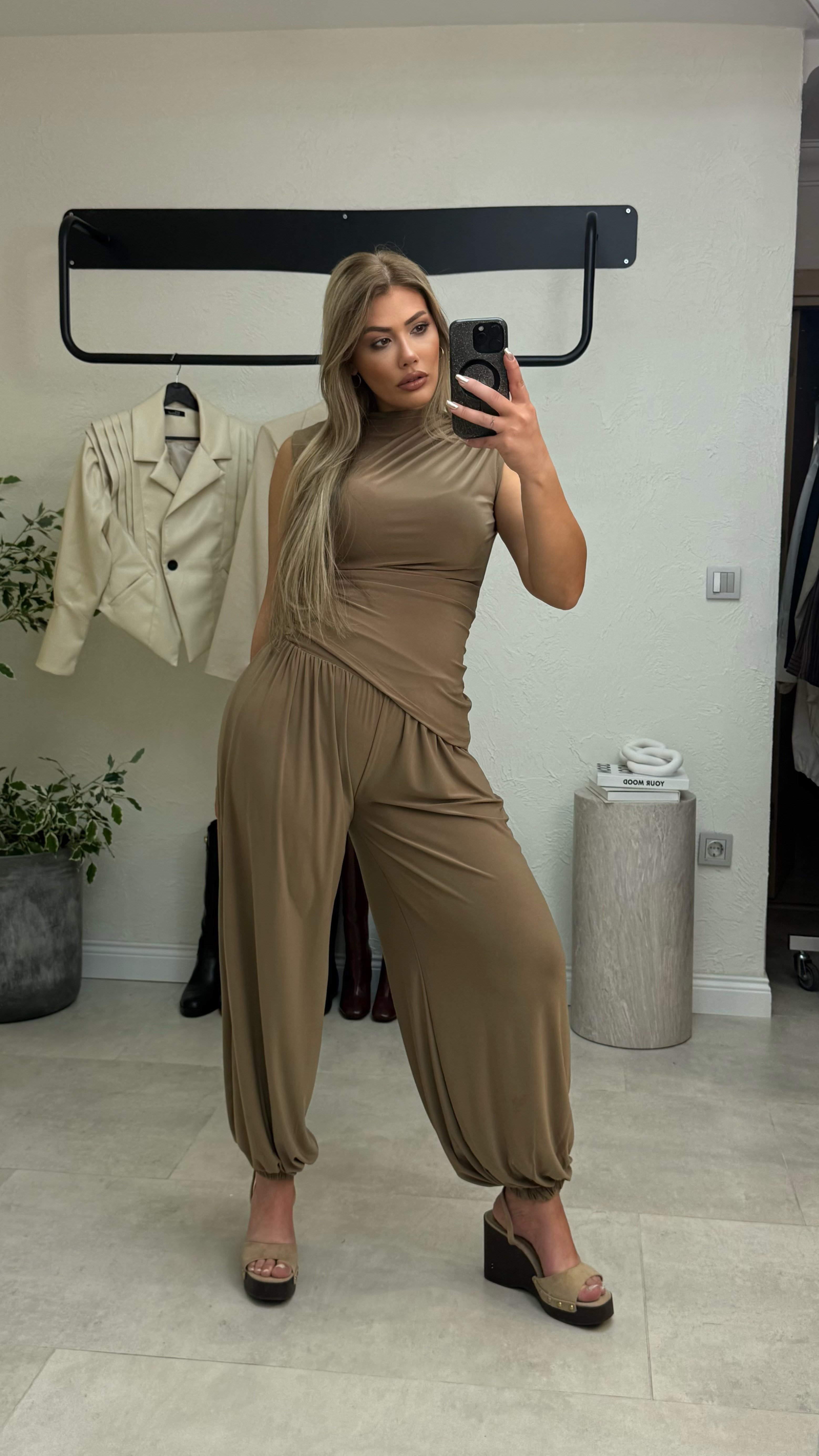 Yeşil Şalvar Pantolon Bluz Takım