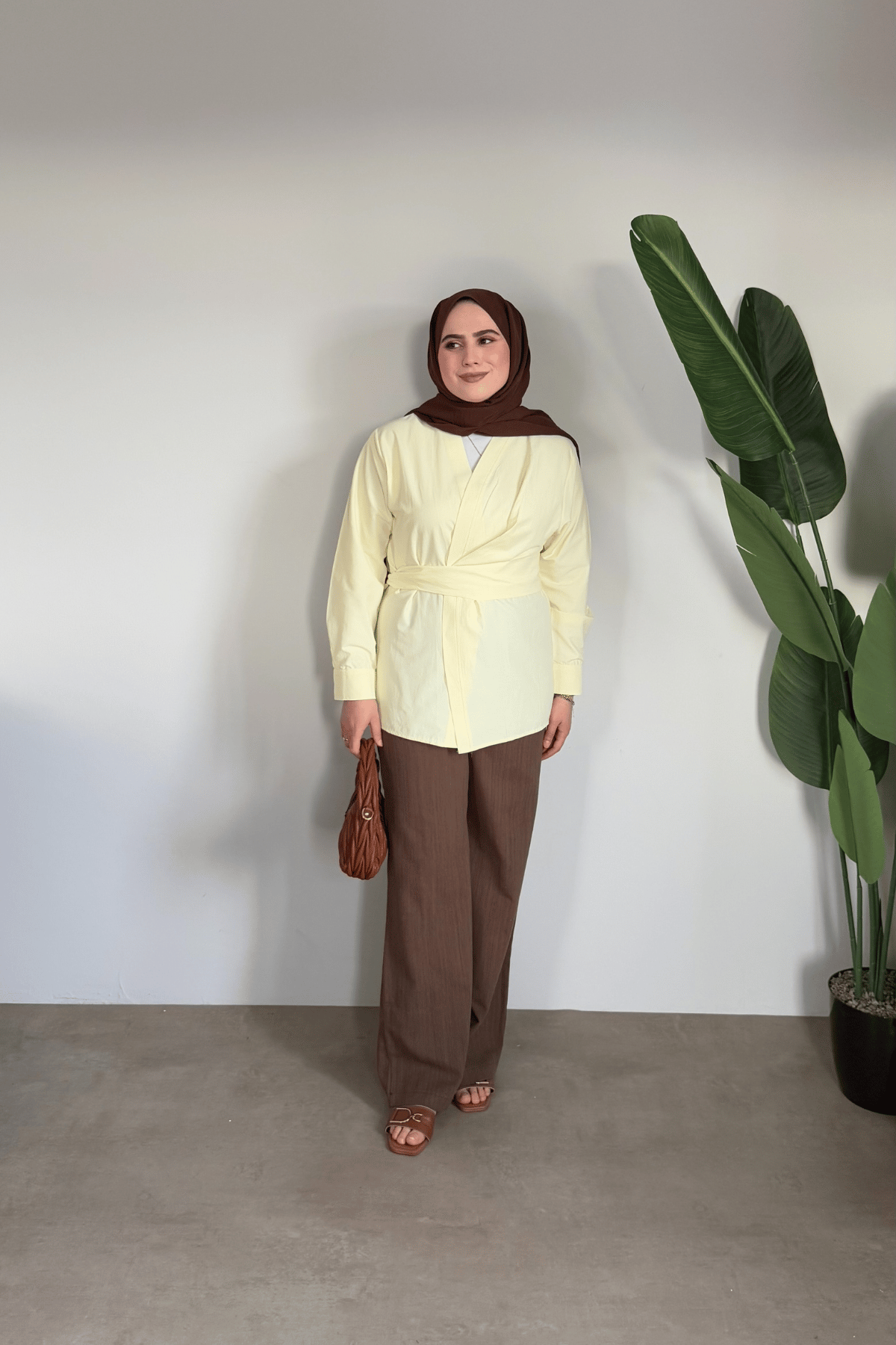Bloom Bağlamalı Kimono Gömlek | Sarı