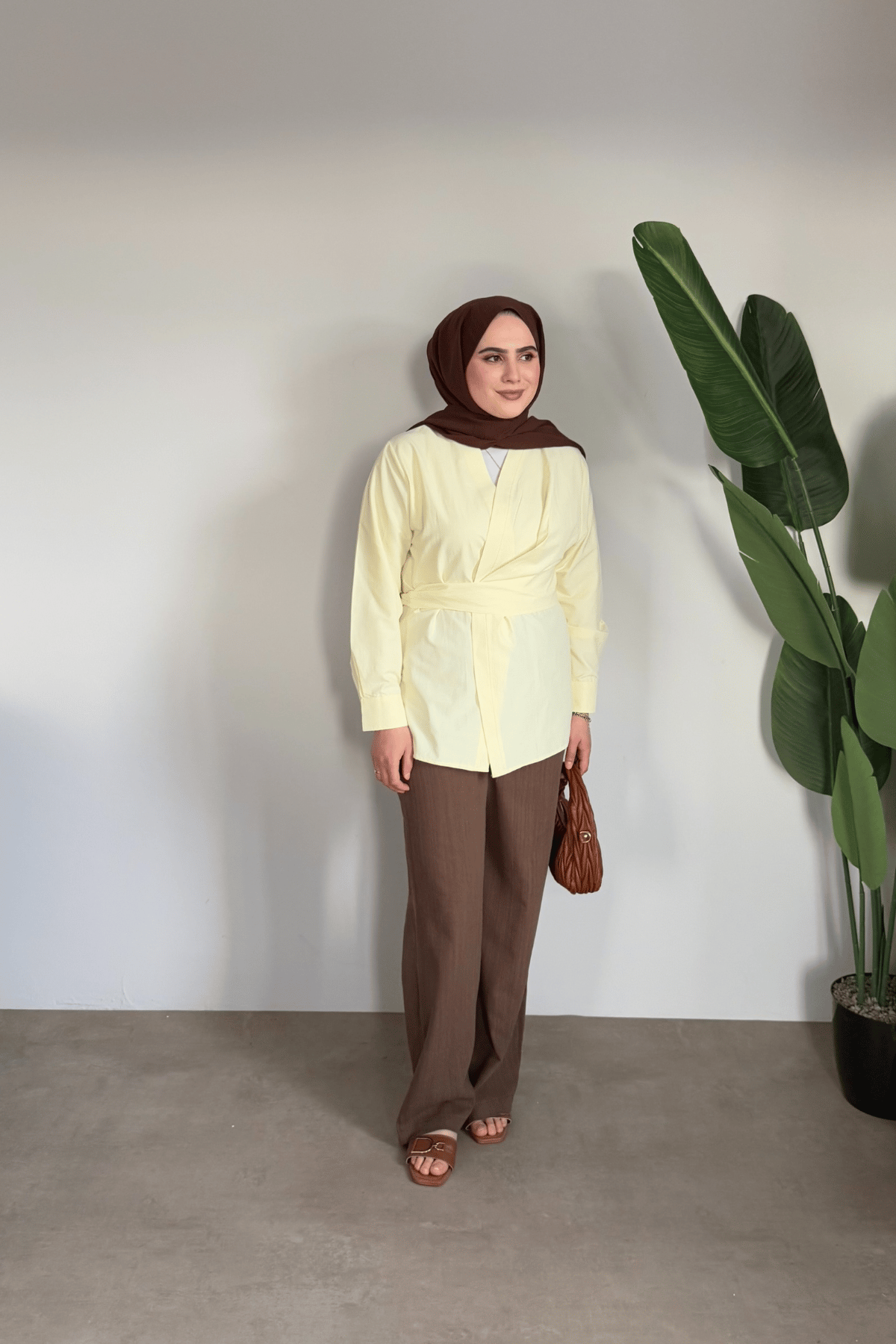 Bloom Bağlamalı Kimono Gömlek | Sarı