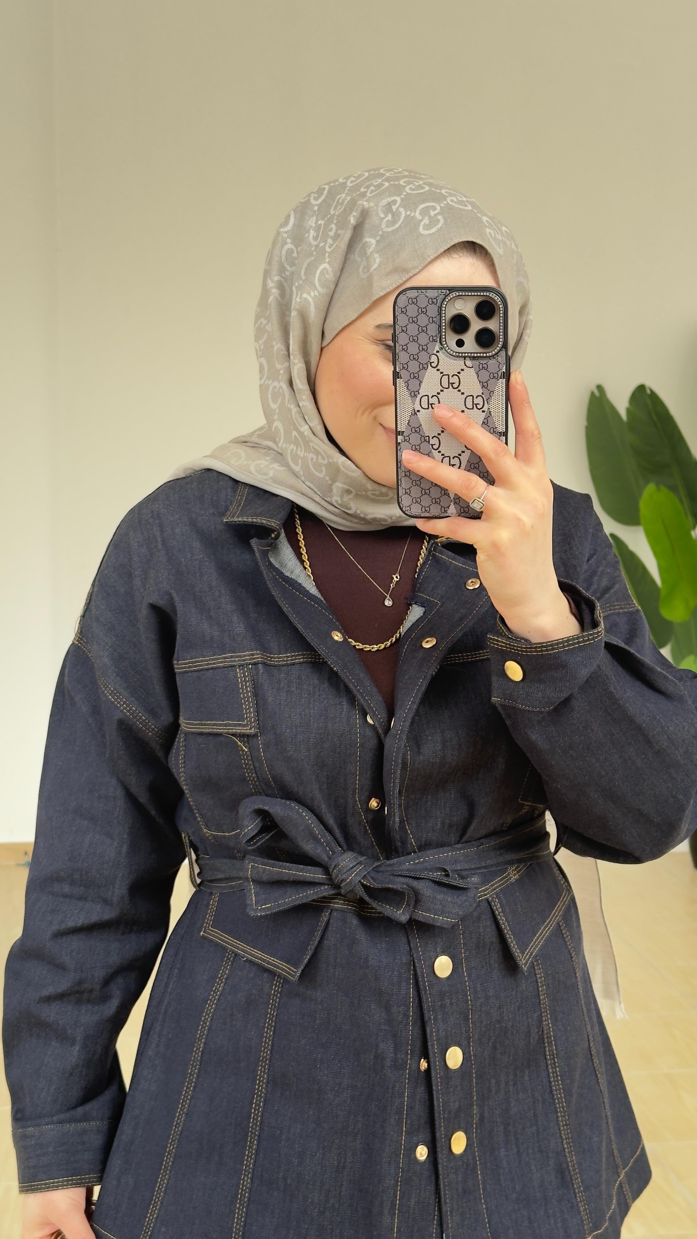 Gold Düğmeli Denim Takım | Lacivert 