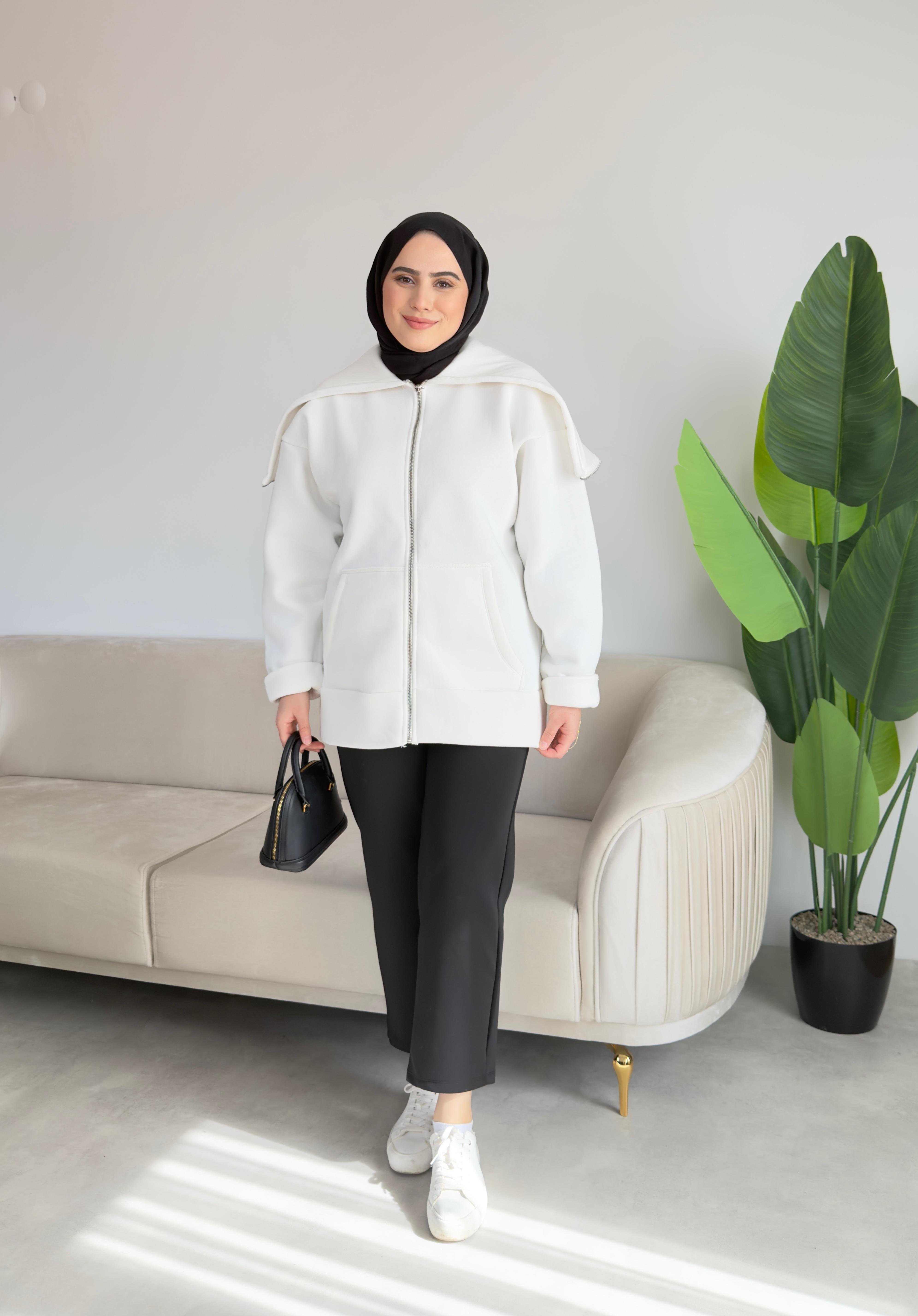 Kapüşon Detaylı Hırka | Beyaz